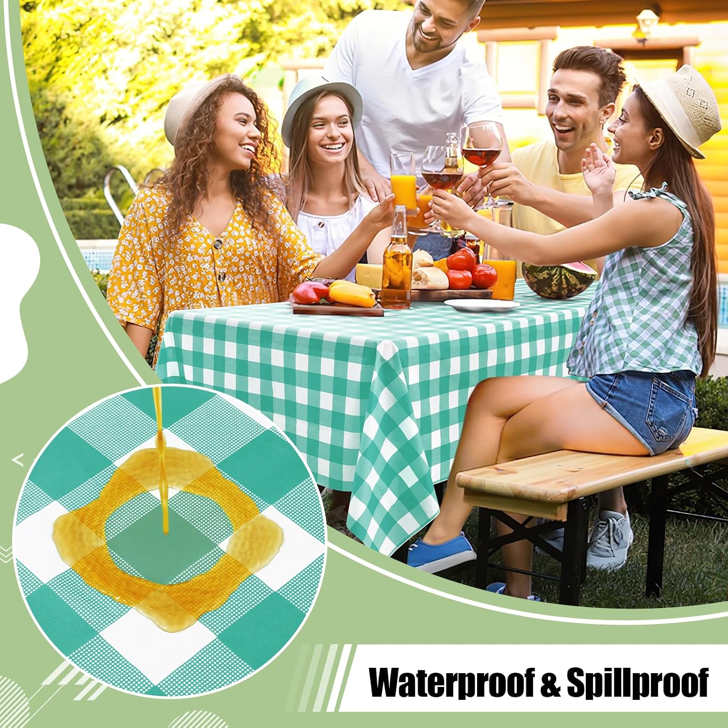 misaya 6 Packs Buffalo Disposable Table Cloth, 54 x 108 Inch Waterproof Plastic Tablecloth, Rectangle Teal and White Checkered Table Covers for Picnic, Birthday, Party, Back to School image 3