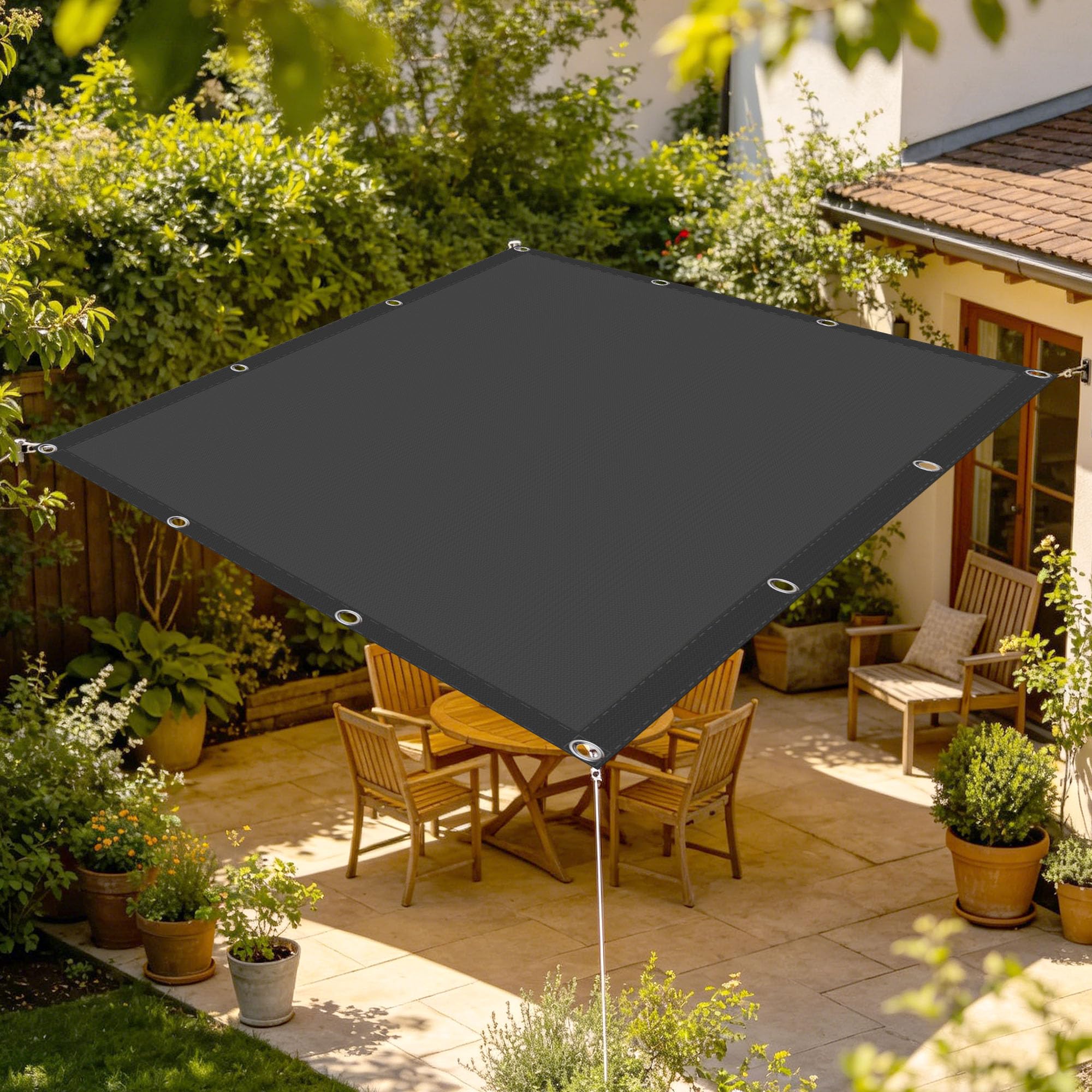 Sonnensegel Rechteckig 2.8 x 4 m Winddurchlässig Robust Sonnenschutzt Sonnensegel Reißfest für Außenbereich, Garten, Camping, Terrasse, Dunkelgrau