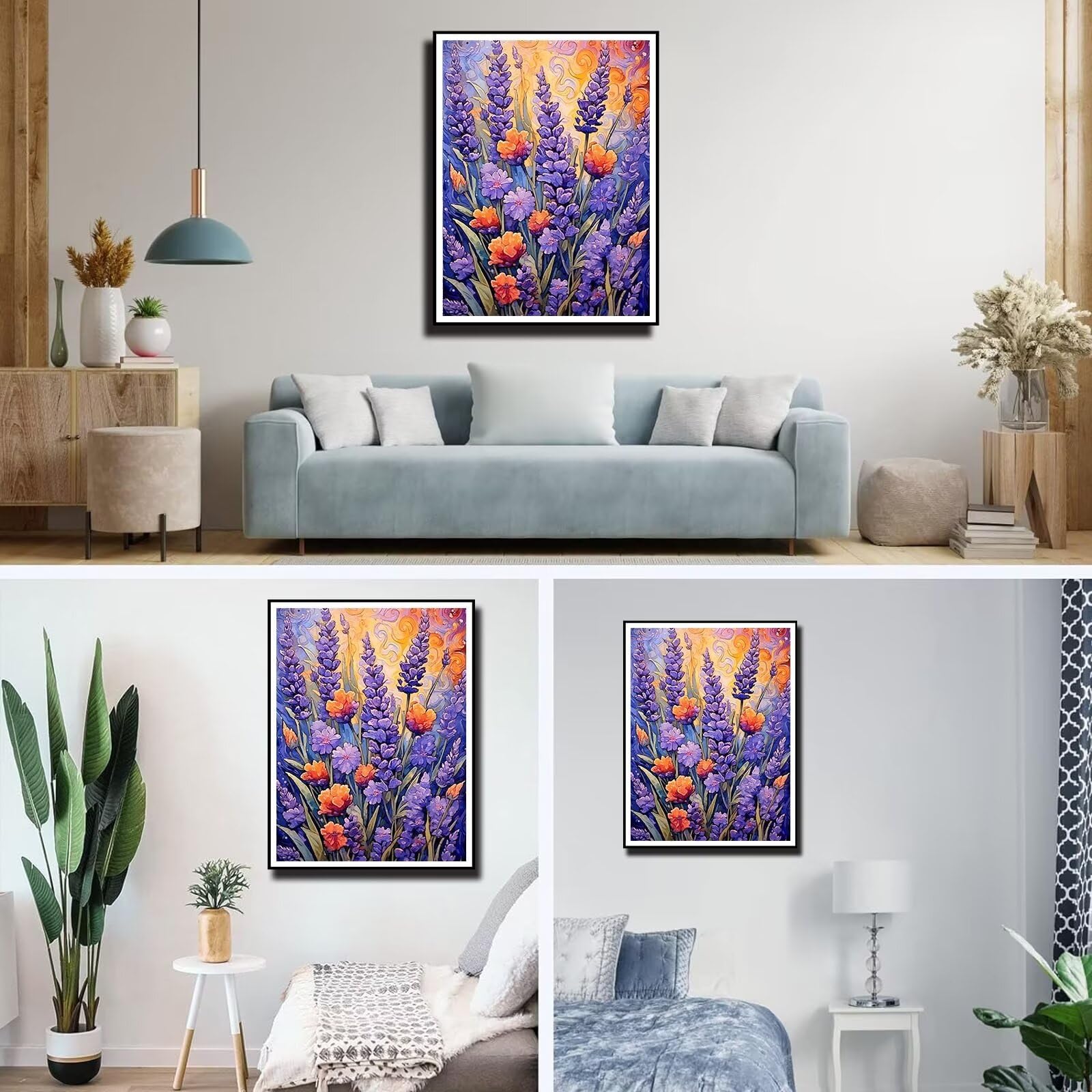 5D Diamond Painting Kit Completo per Bambini Adulti, Round Drill Paesaggio Di Lavanda 50x60cm Diamante Pittura con Kit Numeri, Fai Da Te Pittura Diamante Strass Arte Decorazioni casa Parete Regali