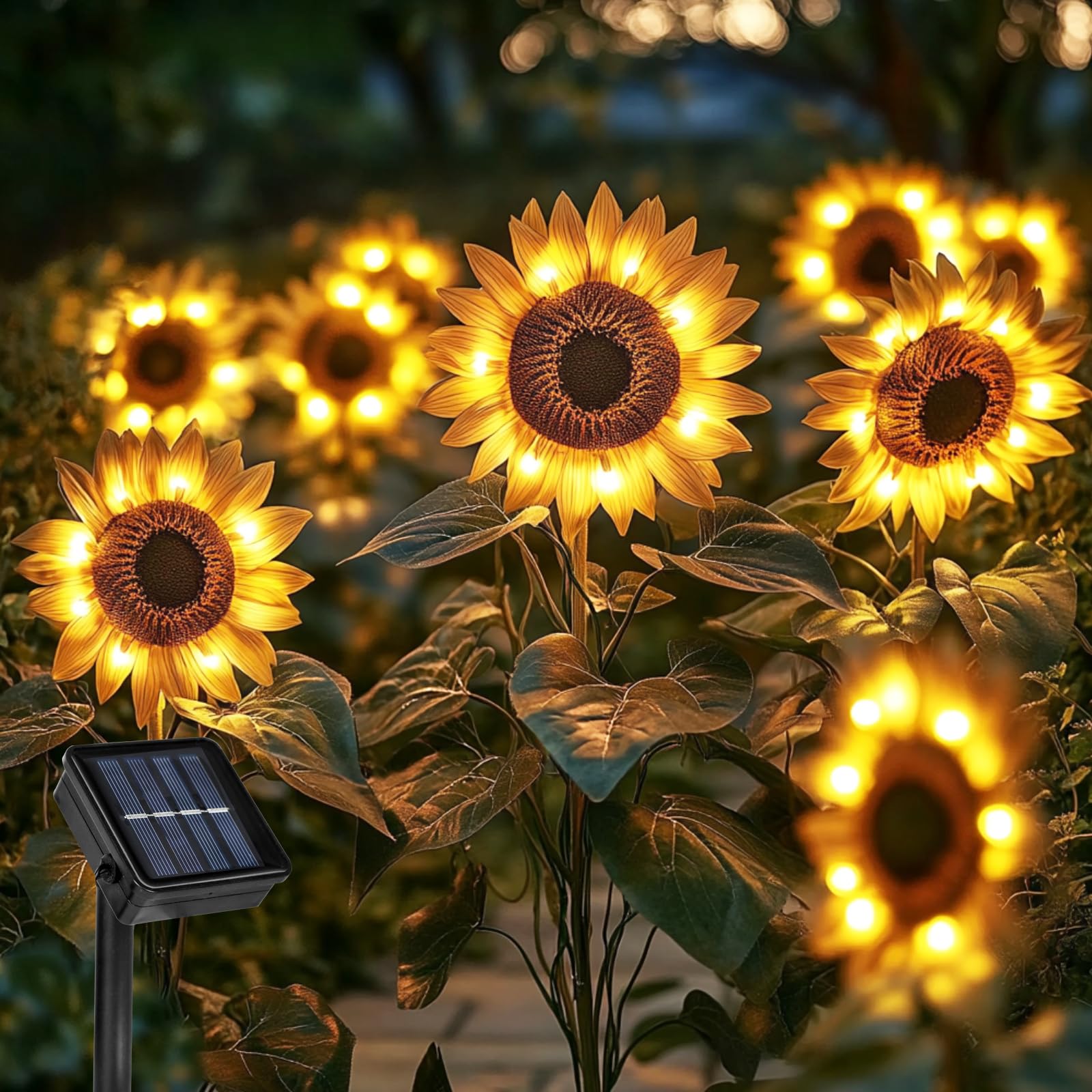 Kyduu 3 Piezas Luces de Decoración de Jardín,Luces Solares de Girasol,Lámparas Solares para Decoración Exterior,Luces Solares para Jardín,Luces Decorativas al Aire Libre,para patio,césped,patio,jardín