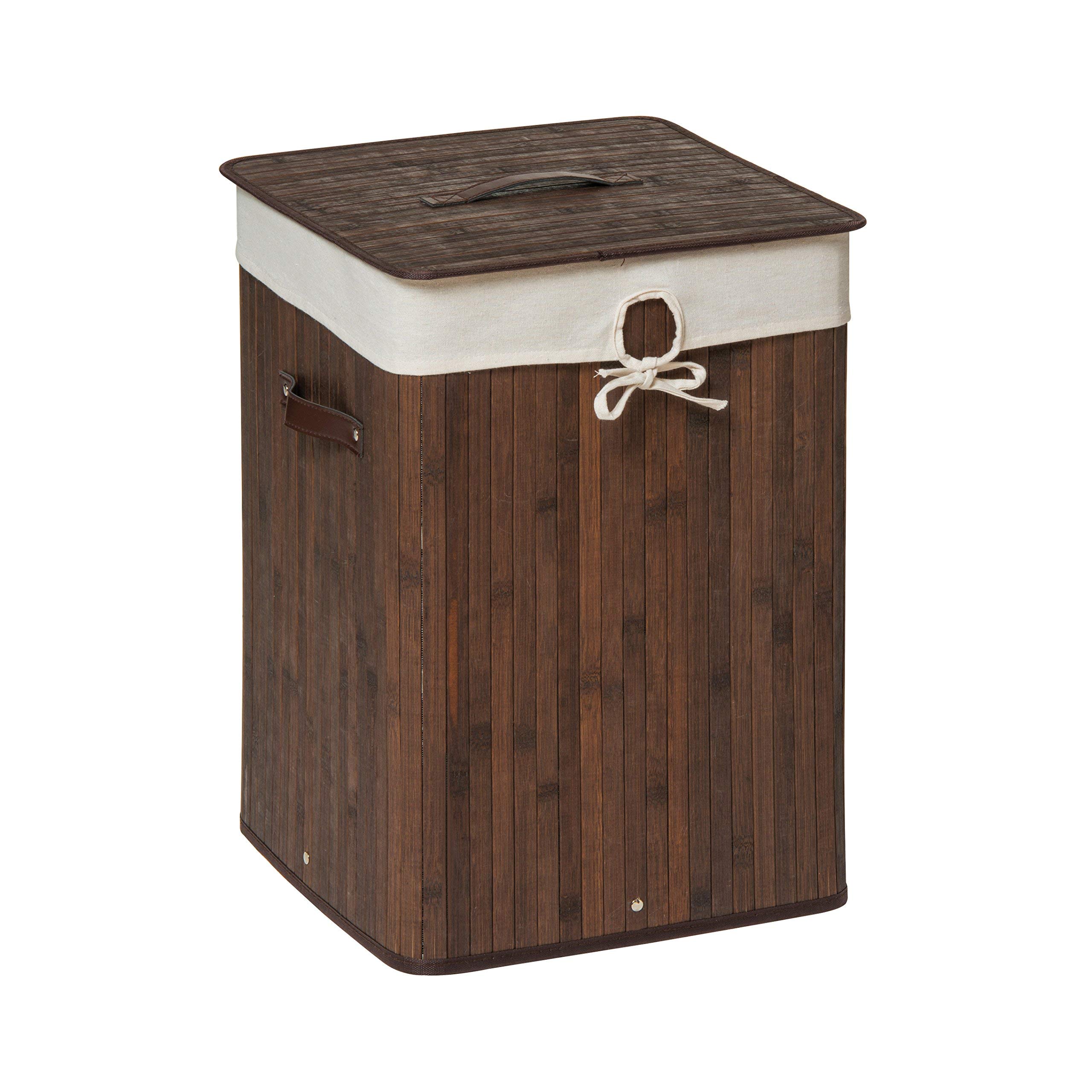Premier Dark Brown Housewares Kankyo Bamboo Square Laundry Hamper,