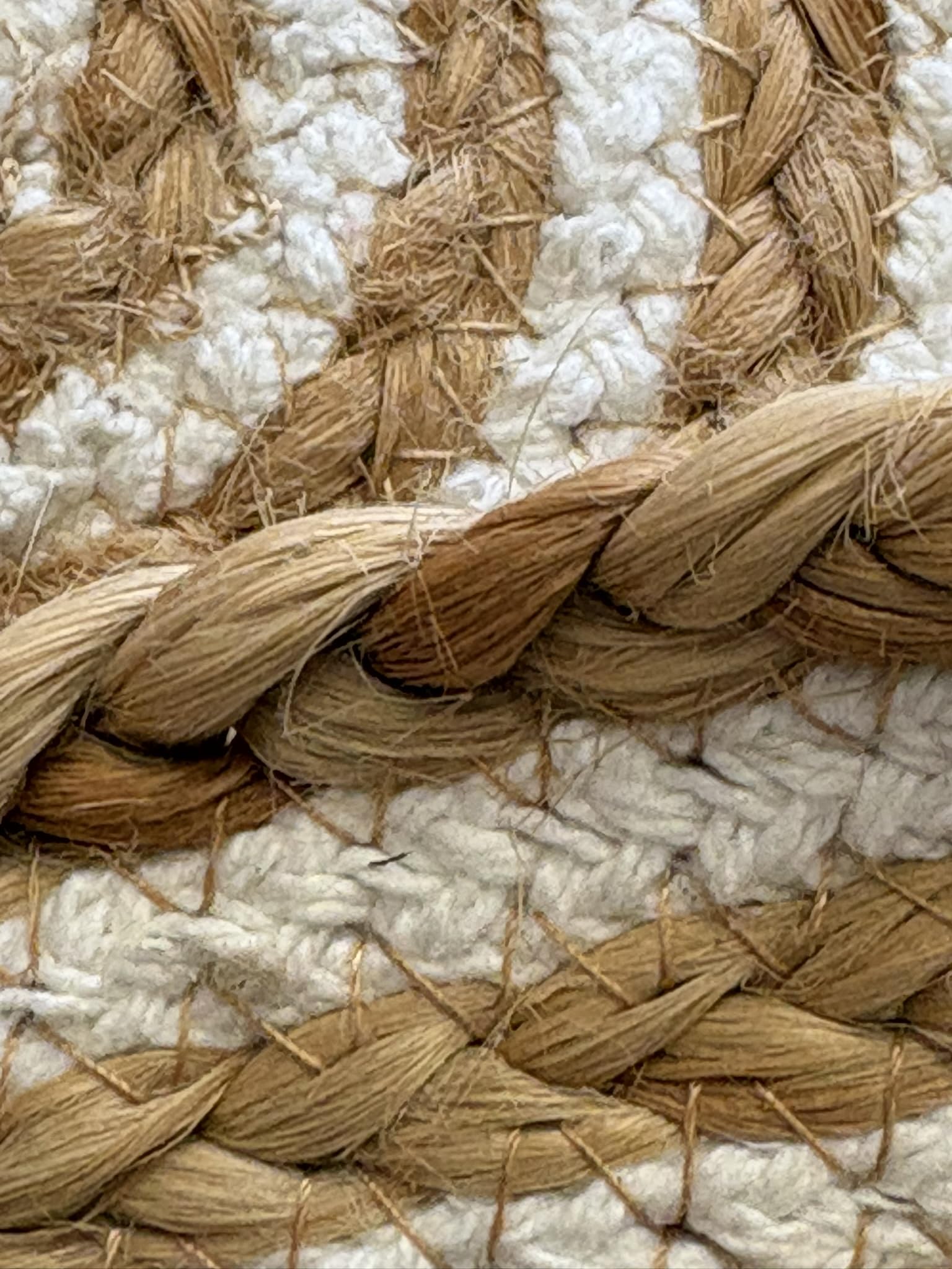 Tapis rond 100 % jute naturelle tressé, style nordique, pour salon, chambre, entrée, terrasse, véranda (blanc, jute, 110 cm de diamètre)