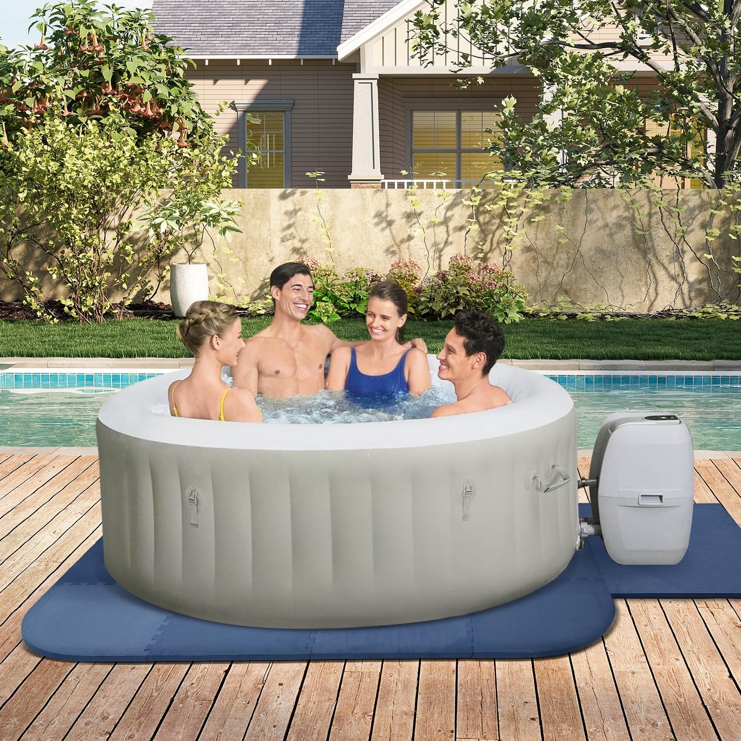 1/2" Extra Thick Hot Tub Mat & Pad for Inflatable Tubs - 85 Inch Non-Slip EVA Foam Padding, Spa Foundation for Outdoor Hot Tubs, Pool, Gym & Camping Mat (Easy Clean)