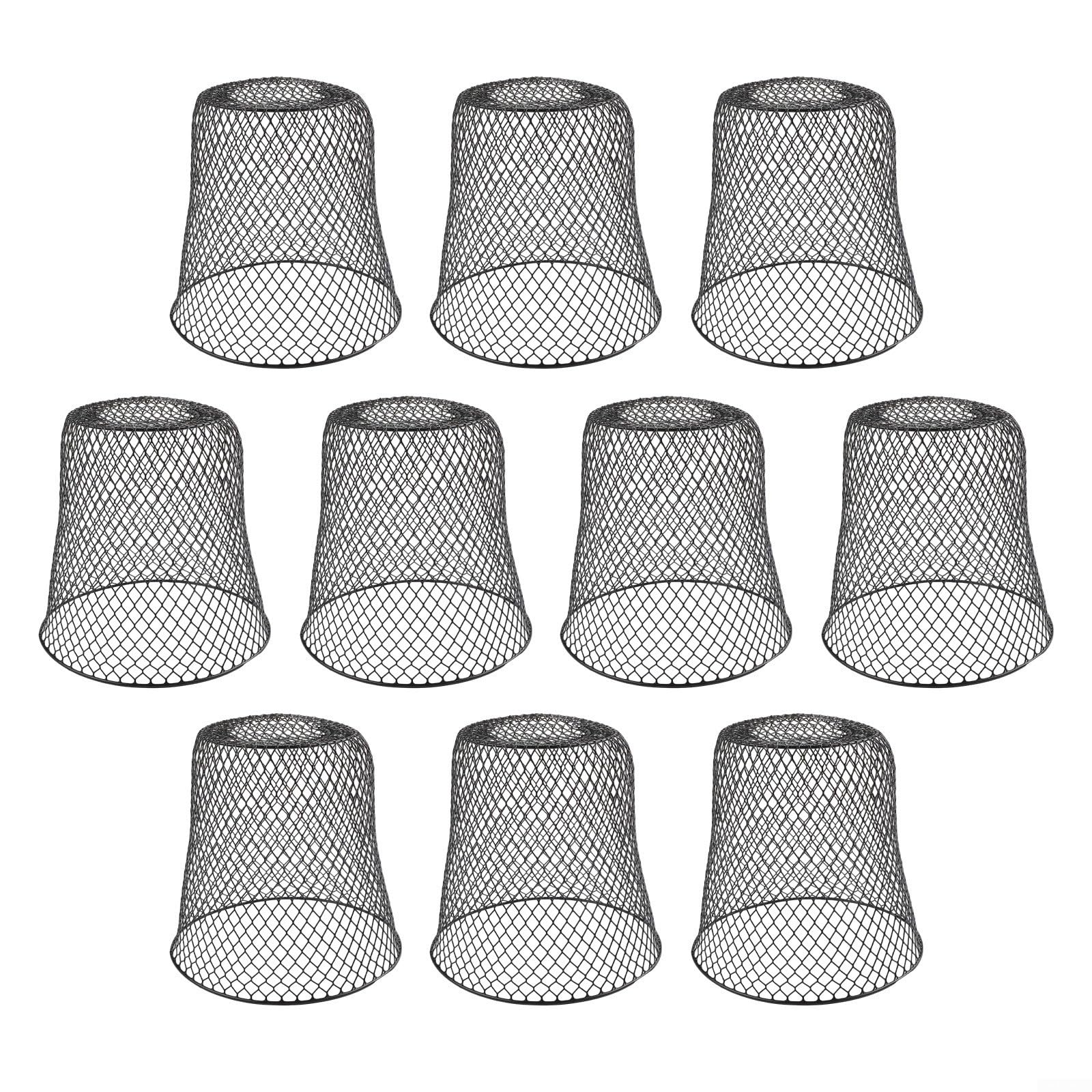 Cesta protectora de plantas de hierro, paquete de 10 protectores de jardín transpirables para verduras y flores, cubiertas de alambre contra plagas, negro o blanco, 23 x 23 cm (negro)