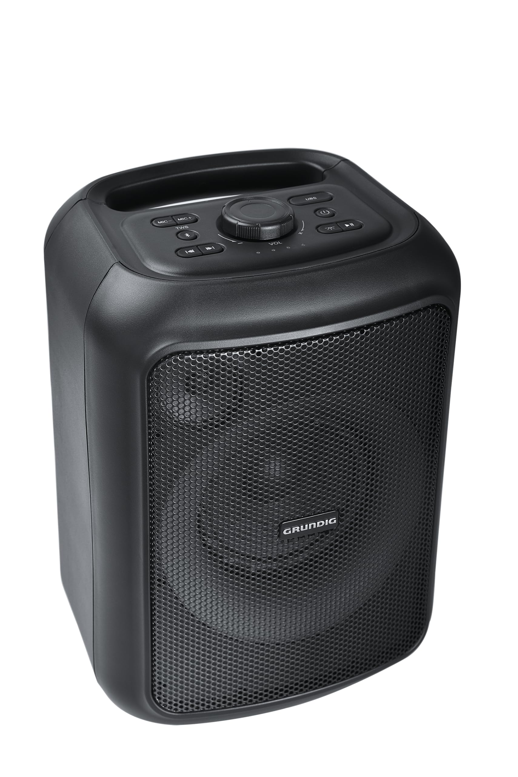 GRUNDIG Party Hit głośnik Bluetooth, Soundbox, 90 W, Bluetooth 5.0, zasięg do 10 m, efekty świetlne RGB, do 12 godzin baterii, funkcja powerbanku, wodoszczelność IPX4, czarny