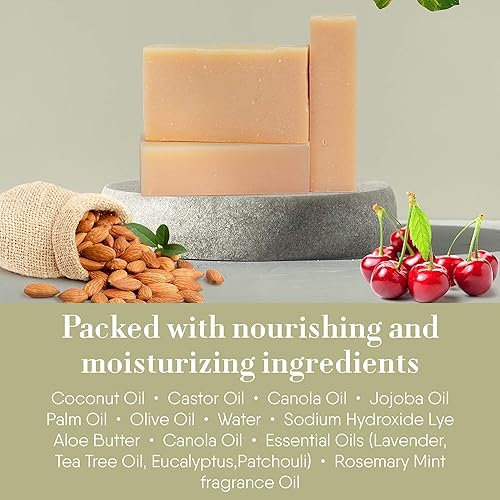 Miniatura 4 de 360Feel Barra de champú Cherry Almond – Barra de champú anticaspa nutritiva e hidratante – Hecho a mano con aceites esenciales – Apto para viajes y