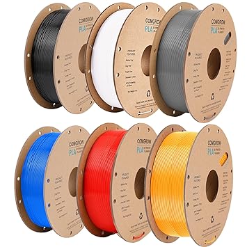 Comgrow 6KG PLA 3D Printer Filament, 3D Printer PLA Filament 1.75mm, Dimensional Accuracy +/- 0.02 mm, 1KG Spool PLA Black White Grey Red Blue Orange