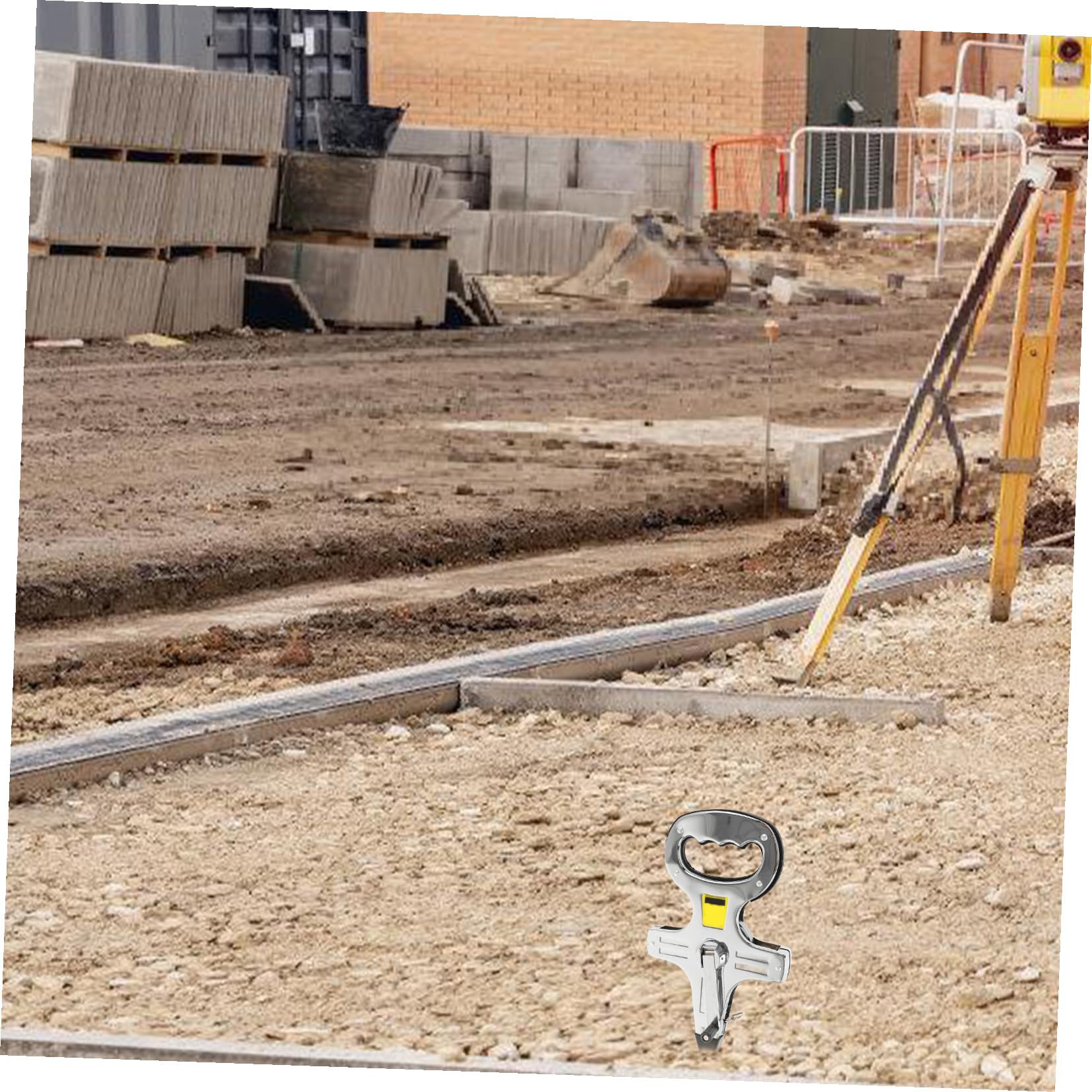 Sewroro Mètre Ruban en Acier Argenté 0-100m, Design à Insertion au Sol, Graduations Précises, Usage Multiple pour Chantier et Mesures Longues