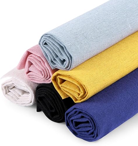 Vista 10 de BENBO - Tela de costura de lino, 6 piezas de tela bordada de lino de colores surtidos, tela de punto de cruz para prendas de vestir, manualidades