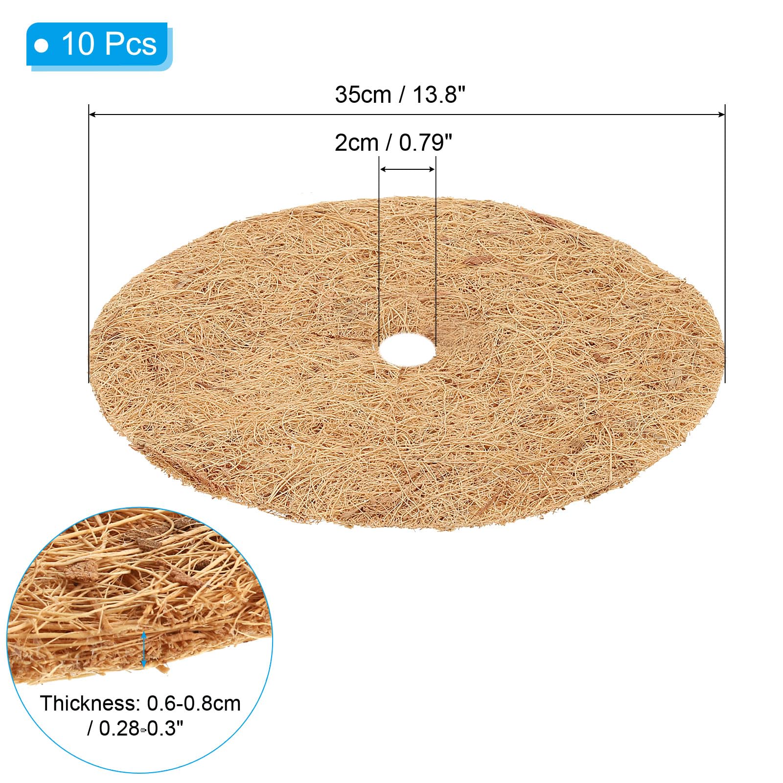 PATIKIL 14 Inch Coconut Fibers Mulch Ring, 10Pcs Coco Coir Tree Protector Mats Tree Disc Plant Cover Protection for Garden Landscaping - Image 2