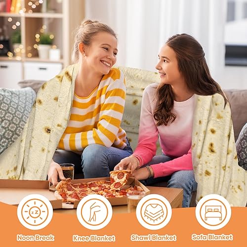 Miniatura 3 de Manta de tortilla tamaño adulto gigante de doble cara para niños, divertida y realista, manta personalizada, regalo novedoso para todos, franela
