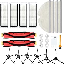 24 pcs Replacement Accessories Kit for Roborock S4 S5 S6 E4 E20 E25 E35 S50 Xiaomi Mi Mijia Robotic Vacuum, 2 Main Brush, 6 Side Brush, 4 Filters, 4 Mop Cloth & 6 Water Tank Filter, 2 Cleaning Tool