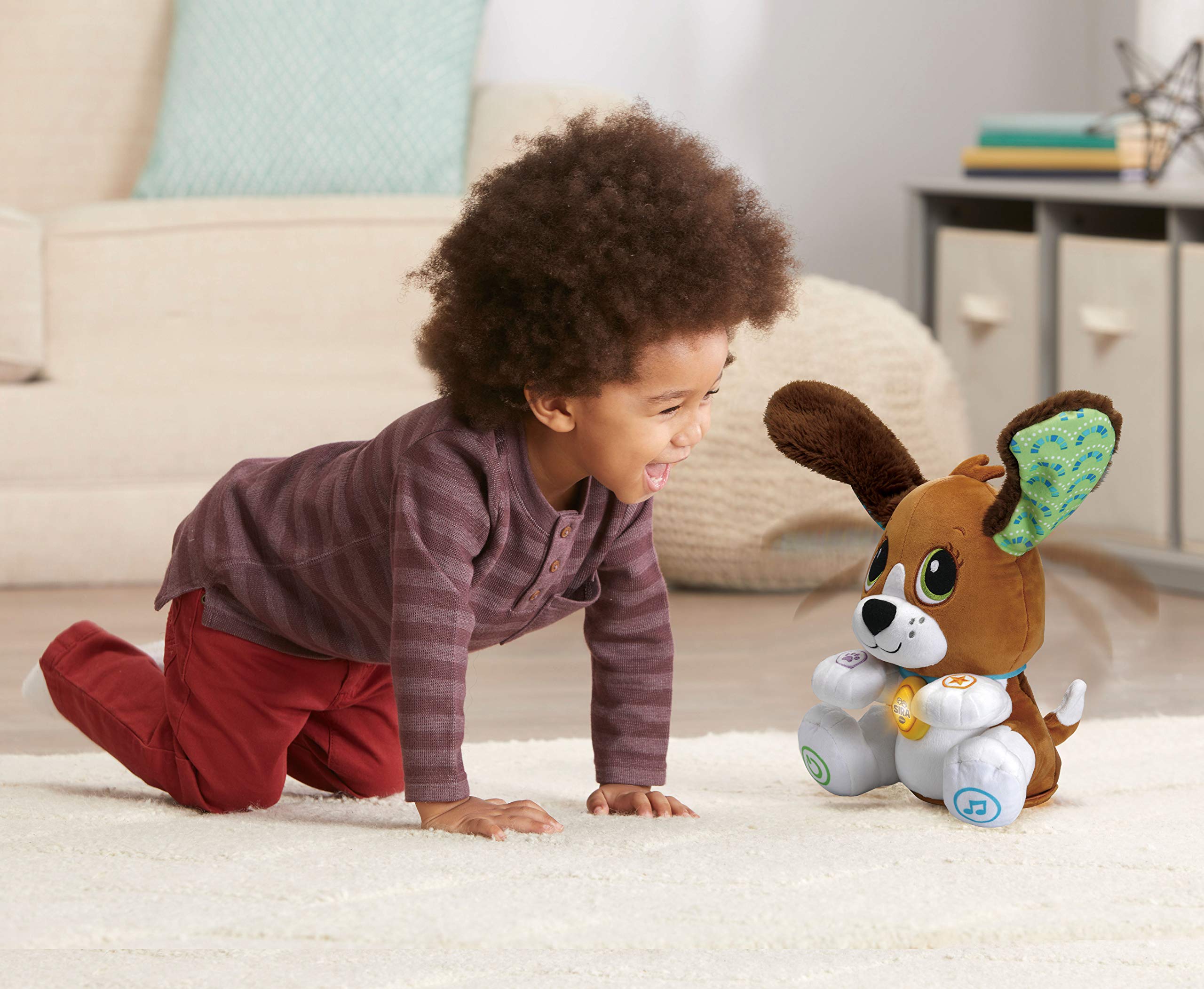 VTech-Baby Sira la perrita interactiva, Suave Animal de Peluche Que fomenta la conversación y Repite lo Que Dices, Juguete para bebés +12 Meses, Versión ESP