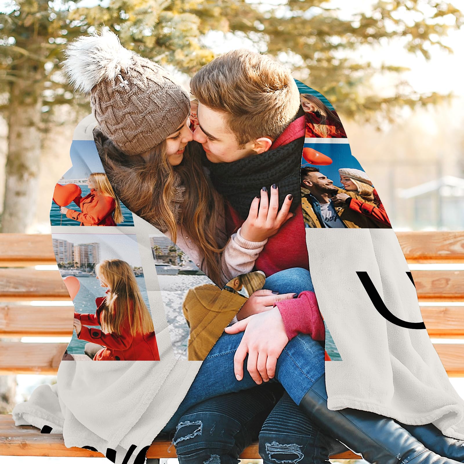 Cadeau de Saint-Valentin personnalisé pour petite amie, couverture personnalisée pour petit ami avec photos et texte, adapté pour les couples, cadeau d'anniversaire pour mari et femme