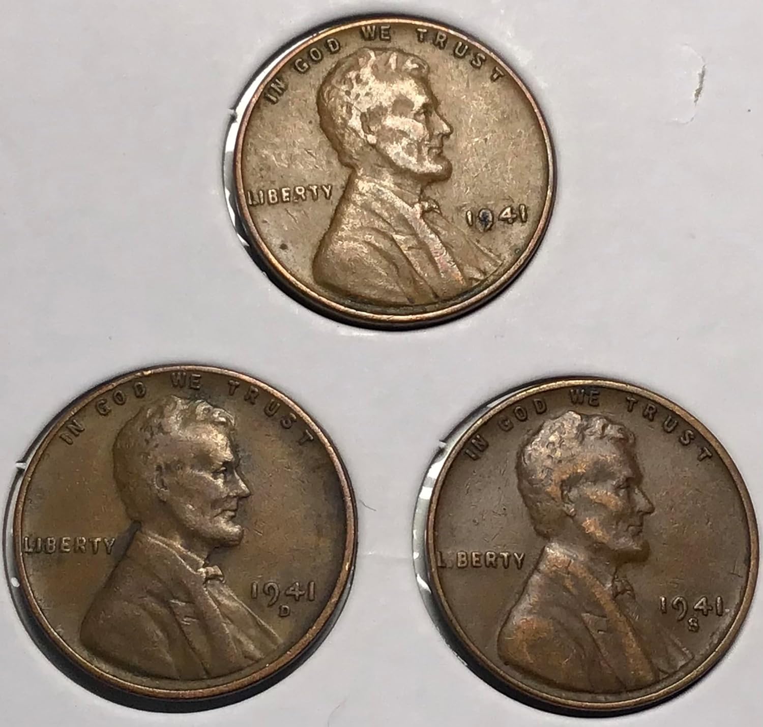 1941 P D S Lincoln Wheat Cent Penny Set Very Good