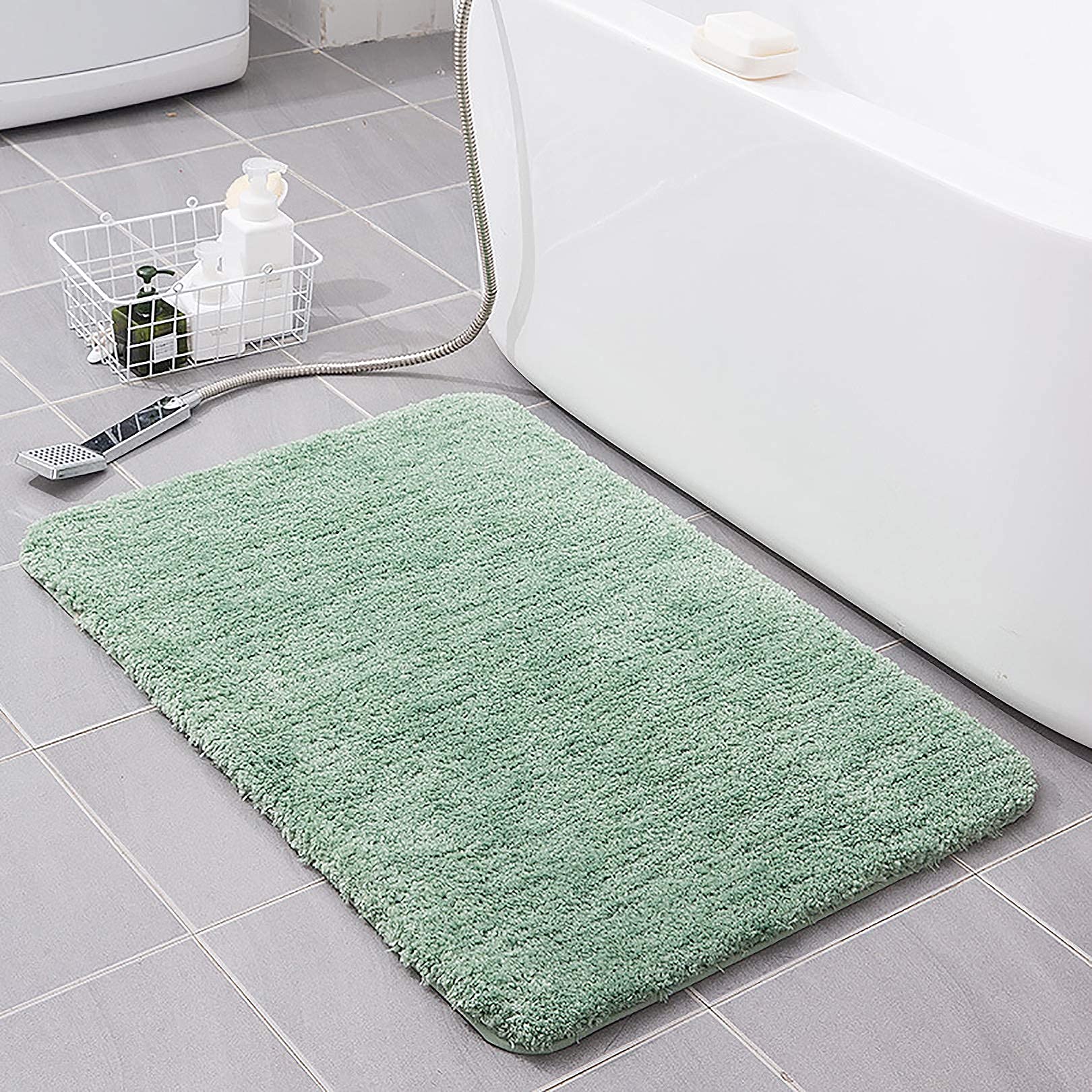 Tapis de salle de bain microfibre vert pour une ambiance spa