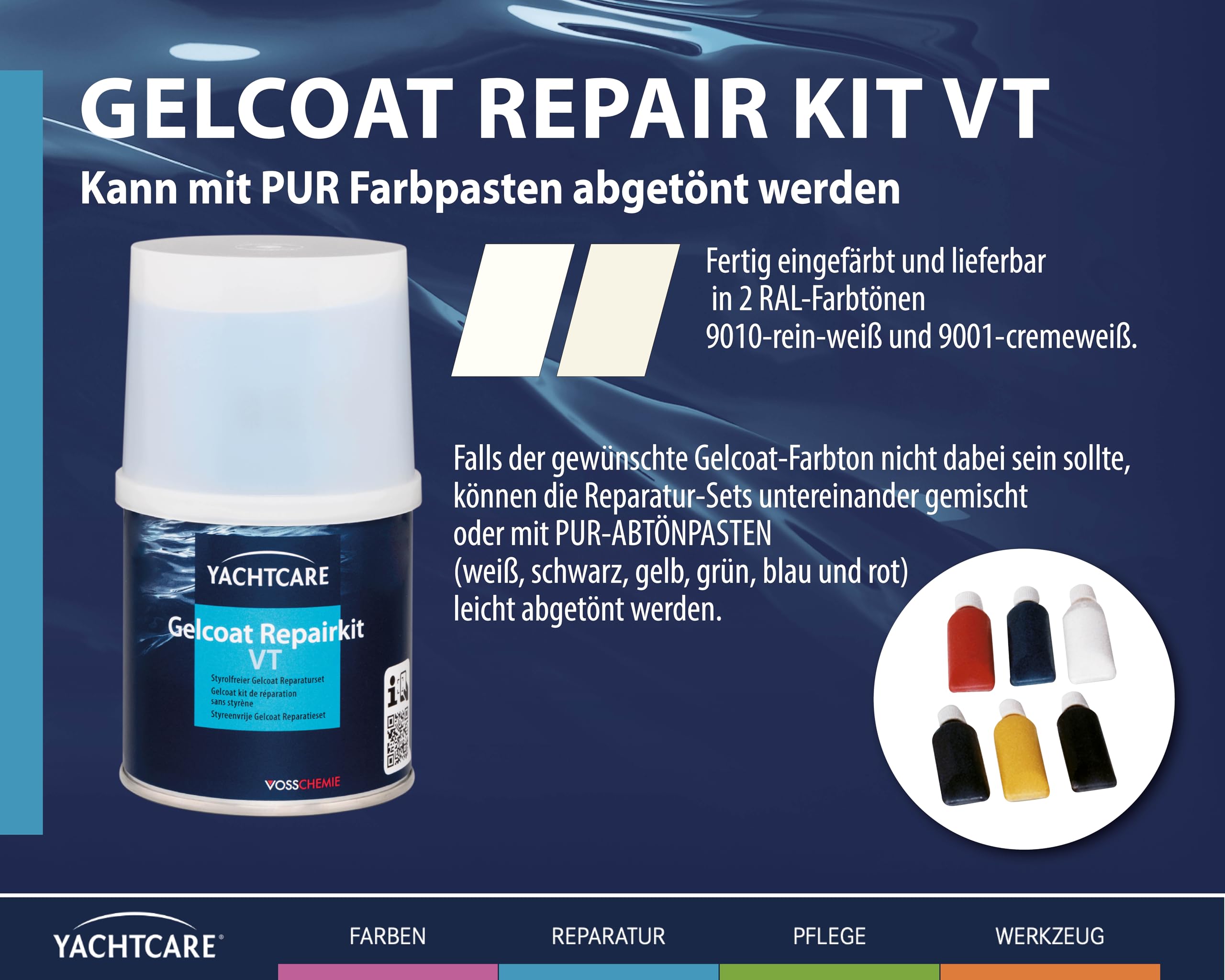 Yachtcare Gelcoat VT RAL9001 - Kit de reparación sin estireno, 200 g, para pequeños arañazos y astillas, Ideal para Barcos, caravanas y autocaravanas
