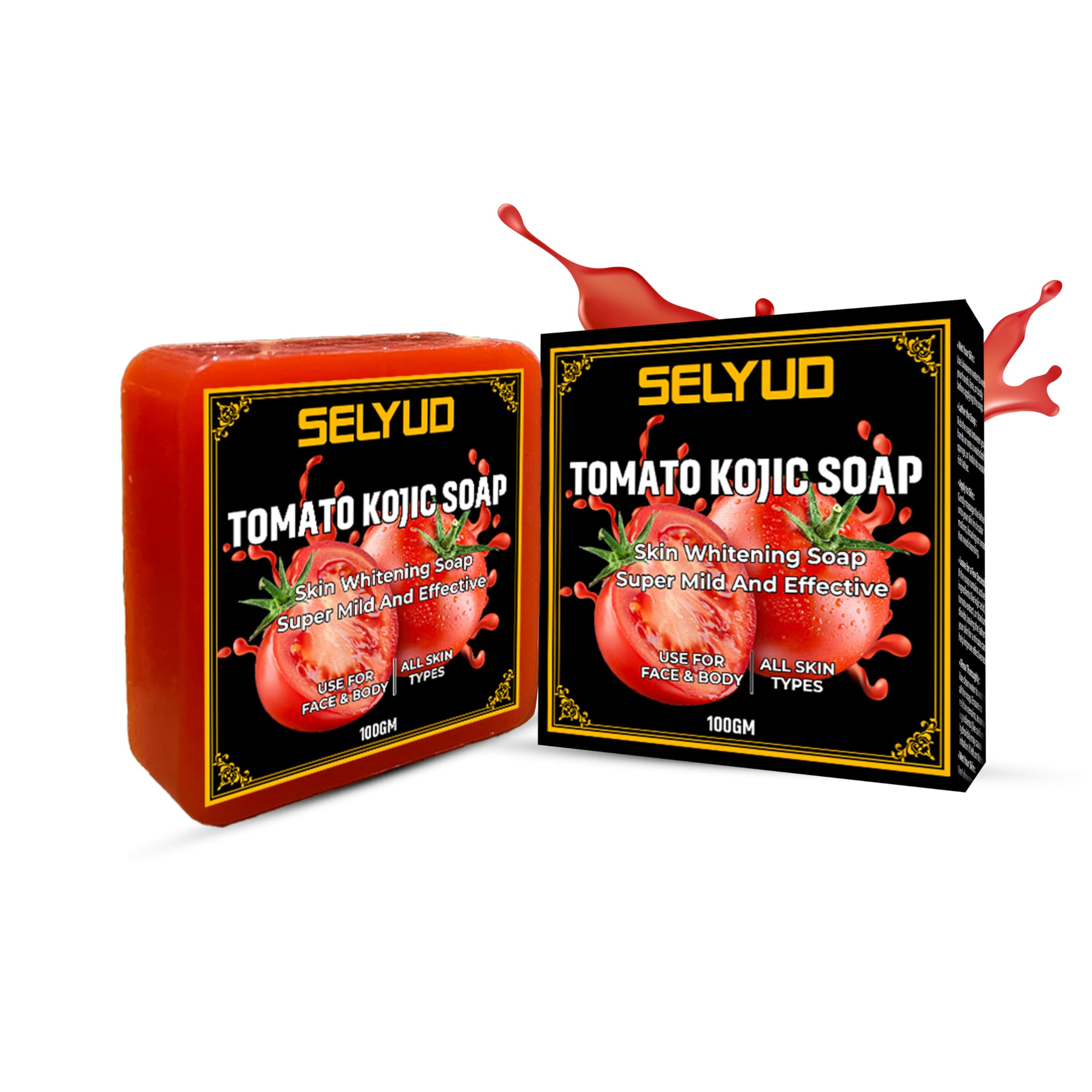 SELYUD Tomato Kojic Soap | Tomato Extract Magic Sabun |Super Mild,Effective Experience | Handmade Soaps For Glowing Men & Women |Paraben Free | All Skin Types (100 GM)