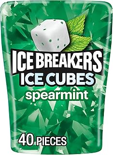 ICE BREAKERS Ice Cubes Spearmint Sugar Free Chewing Gum Bottle, 3.24 oz (40 Pieces)