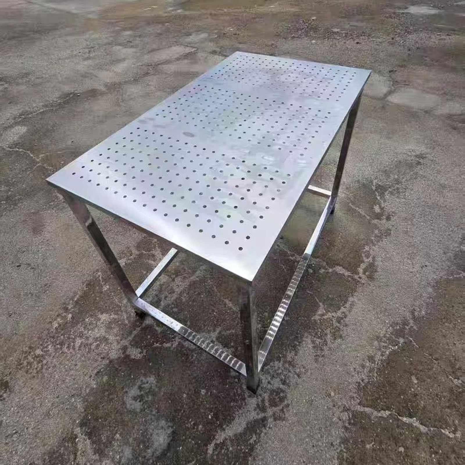 Tavolo da lavoro in acciaio inox per garage, officina, cucina, superficie piana portatile con dissipazione del calore, facile da montare, design compatto, 100 x 60 x 80 cm