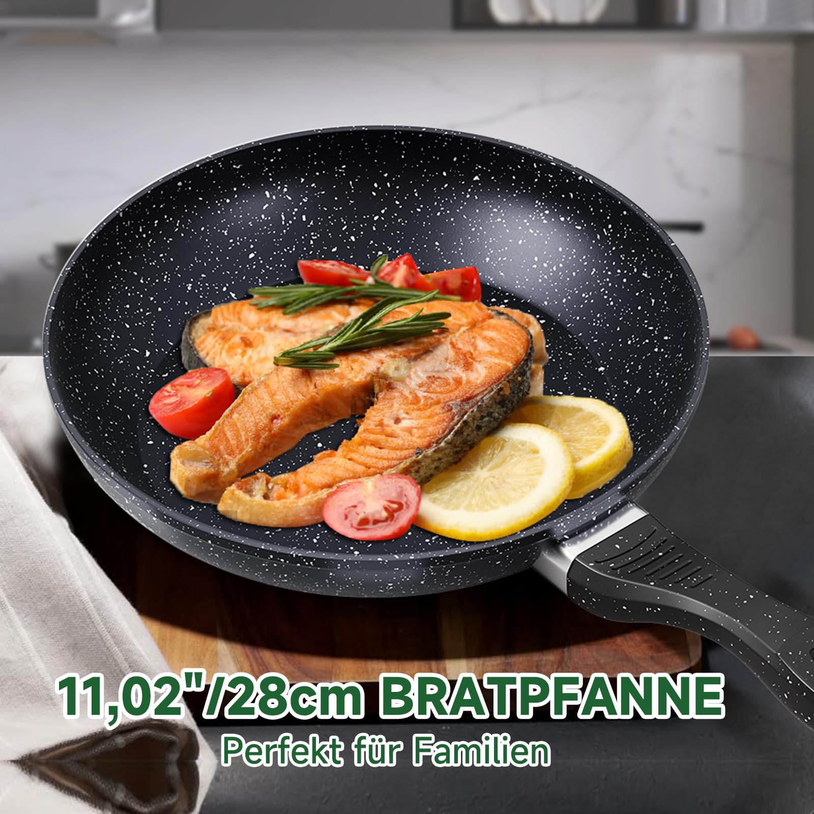Scheffler Sartén de 28 cm, sartén de inducción, con revestimiento antiadherente, apta para todo tipo de cocinas (28 cm)
