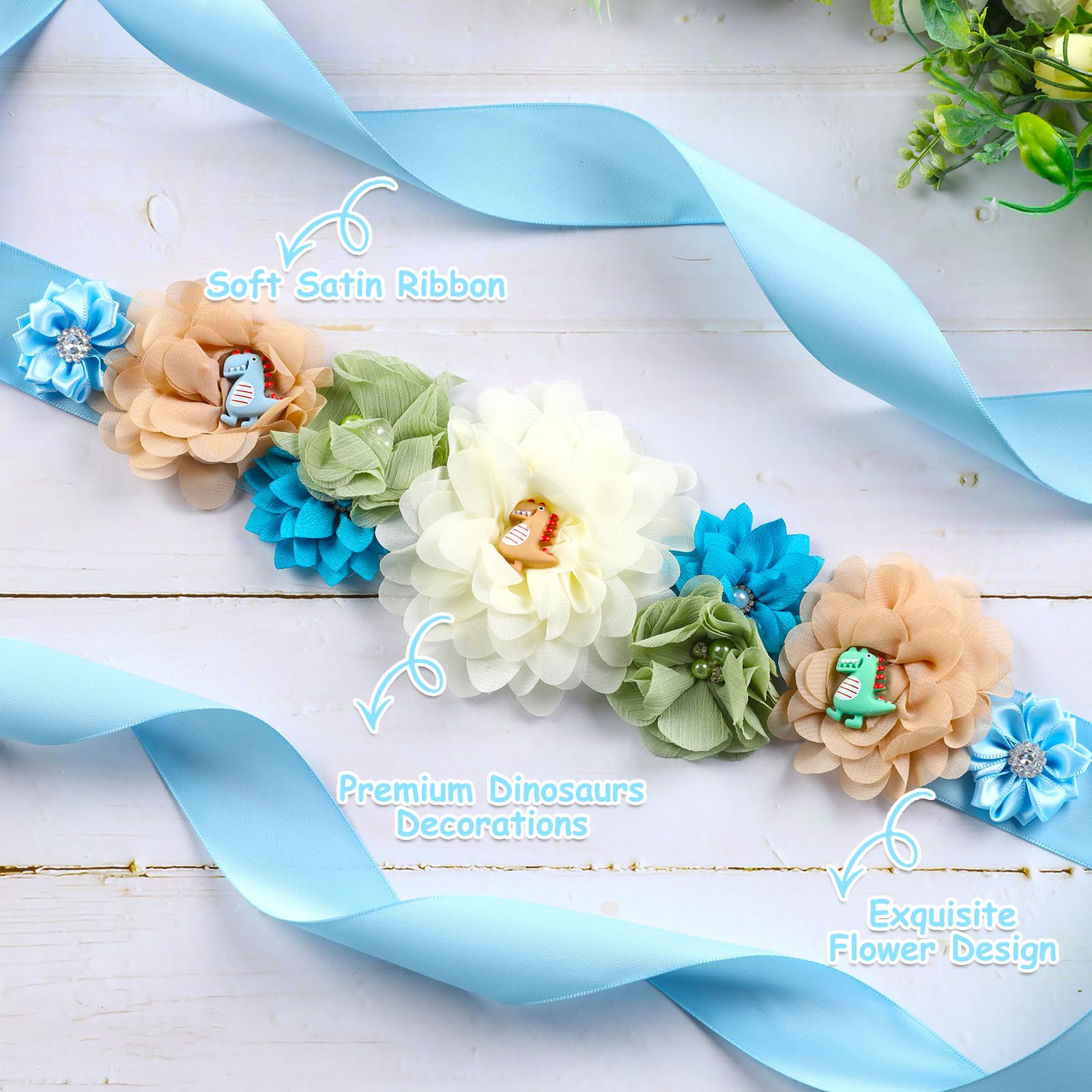 Dino maternity sash set 440 Dinosaur Baby Shower Sash Dino Maternity Sash Dino Baby  main image 2