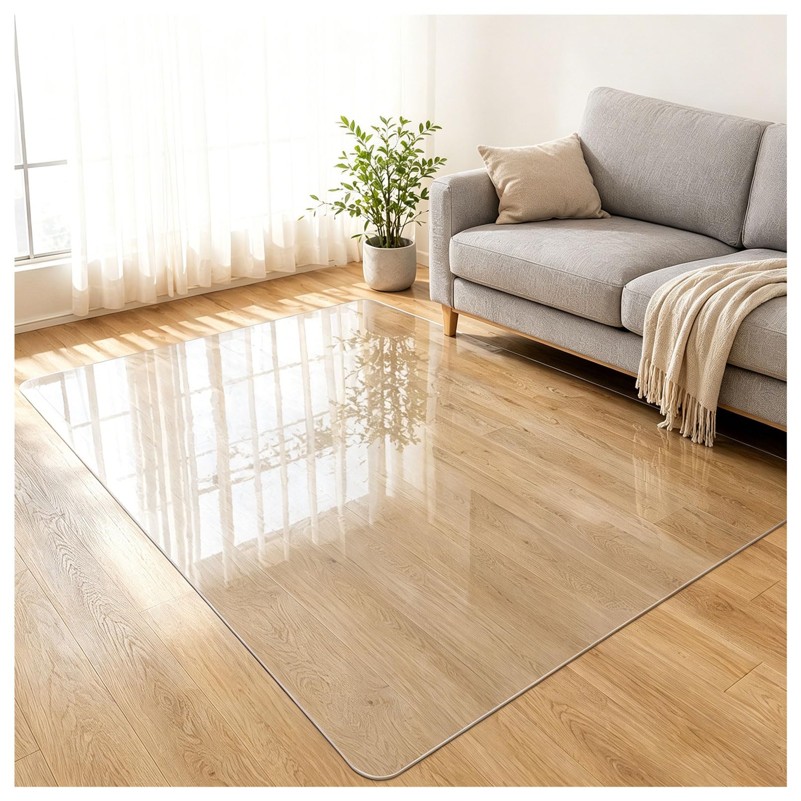 Tappeto sedia rotelle multifunzione trasparente 135x365cm 1,5 mm tappetino salvapavimento antiscivolo rigido, ruote scorrevoli, lavabile duraturo parquet linoleum domestico
