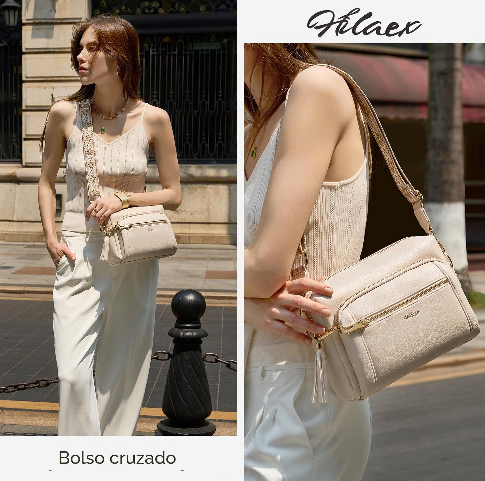 Bolso Bandolera Mujer Antirrobo,4 Compartimentos