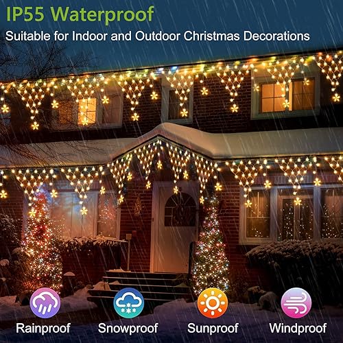 Miniatura 3 de Luces de Navidad para decoración al aire libre, 13.8 pies, 200 luces LED de Navidad con 12 estrellas, 8 modos de luz regulables con temporizador