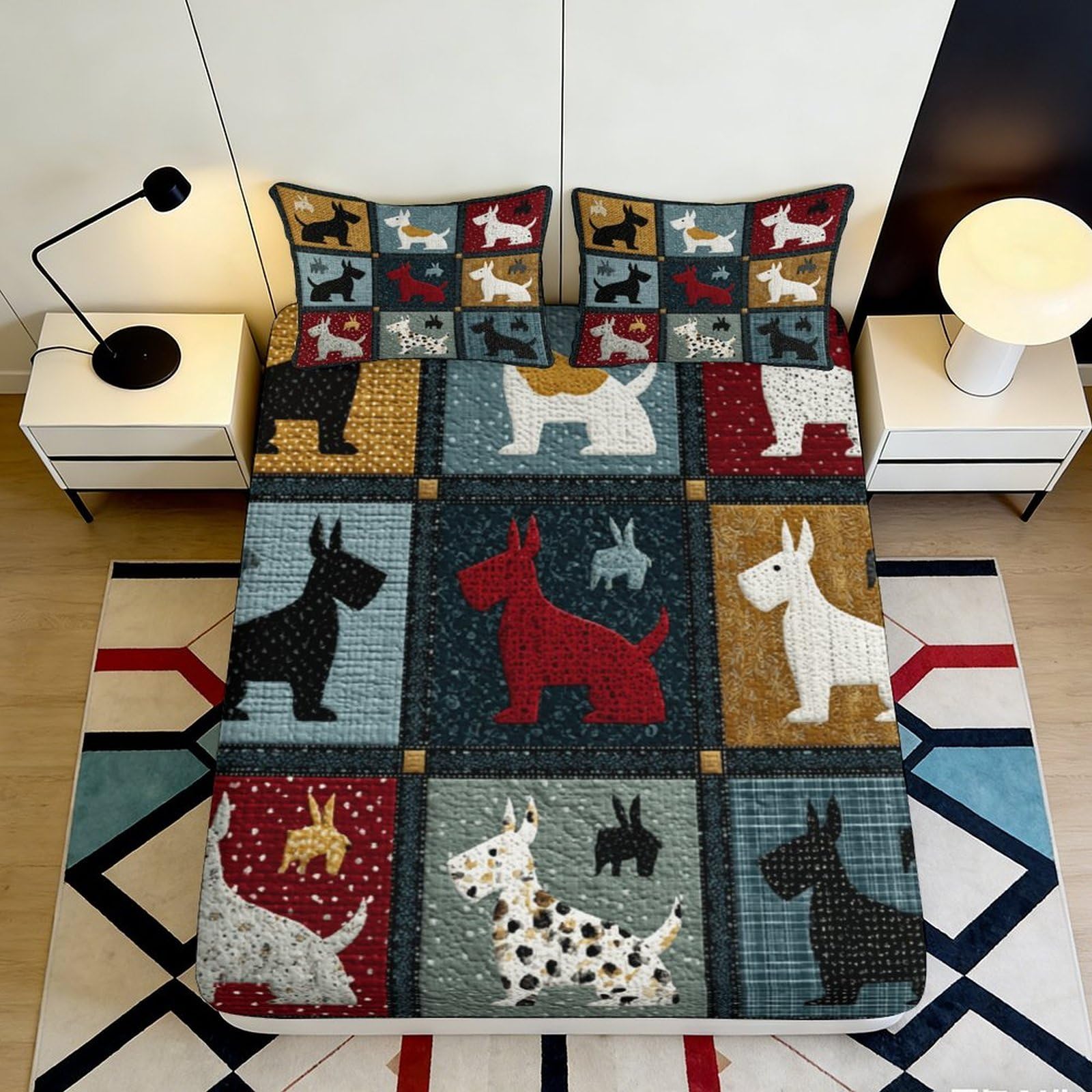 Jqzkxnhpbr Style-9 3D Printed Colorful Dog Pattern Fitted Sheet Microfiber Soft Non Slip Cartoon Puppy Bed Sheet For Bedroom Guestroom 90X200x25cm