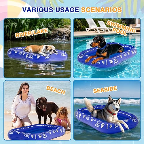 Miniatura 5 de Flotador para perros para piscina, flotadores para perros para piscina, flotador inflable para perros grandes, piscina plegable para perros
