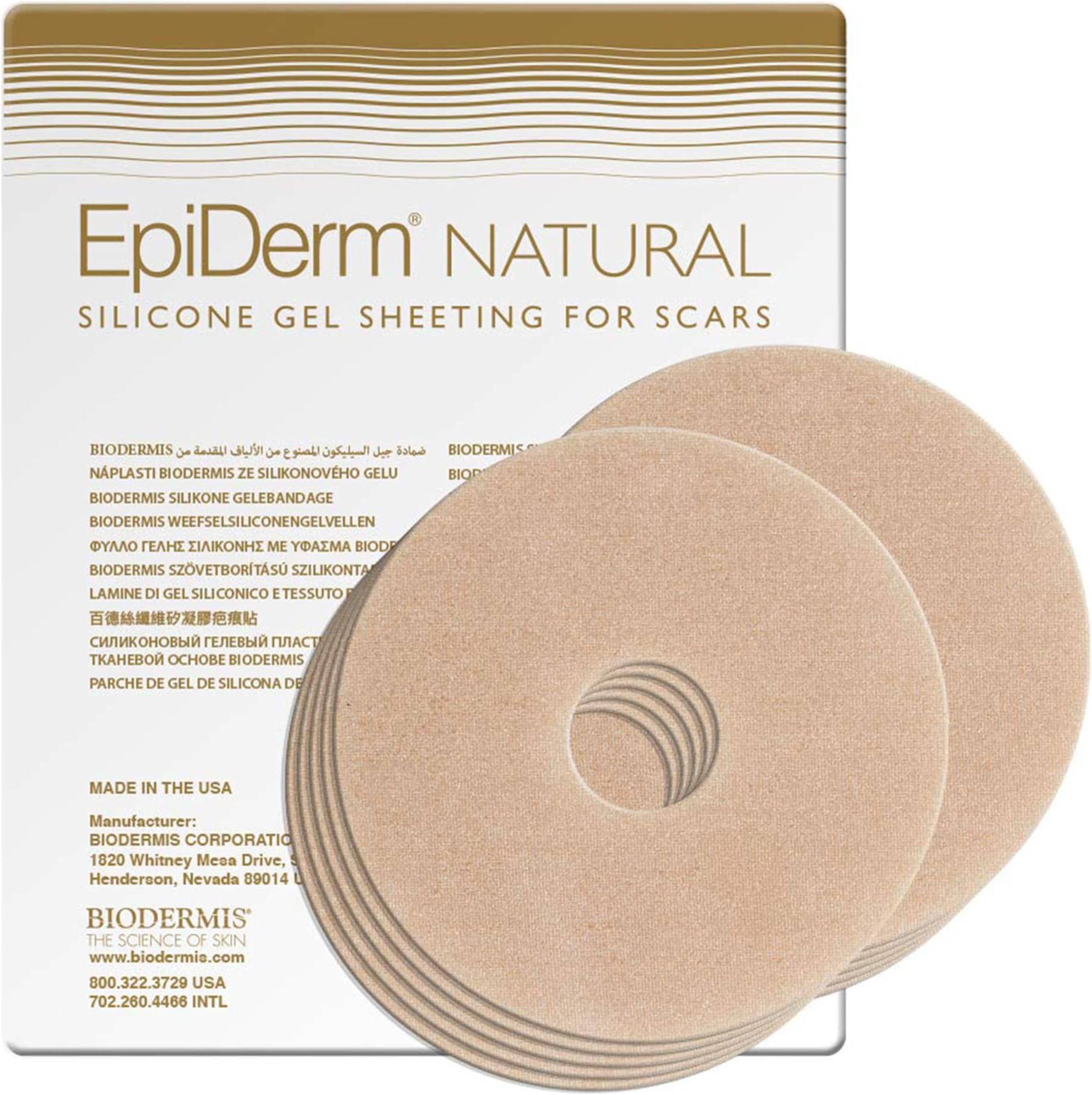 EpiDerm Areola Circles – Silicone Scar Sheets for Surgical Scars from Areola Reconstruction & Breast Augmentation - Washable & Reusable Silicone Sheets - Complements Mastopexy Forms - 5 Pairs, Natural