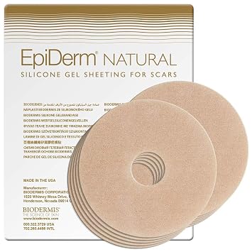 EpiDerm Areola Circles Silicone Scar Sheets, Reusable, 5 Pairs, Natural