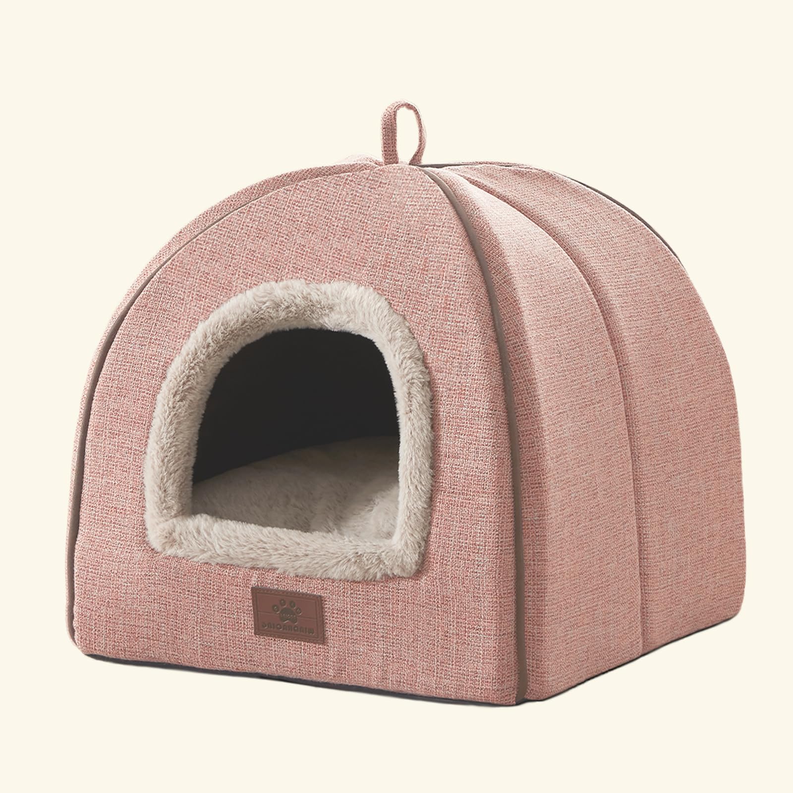 Cuccia per gatti da interni, cuccia per gatti, con cuscino imbottito rimovibile e lavabile, morbida e autonoma, colore rosa, L (44 x 43 x 44 cm)