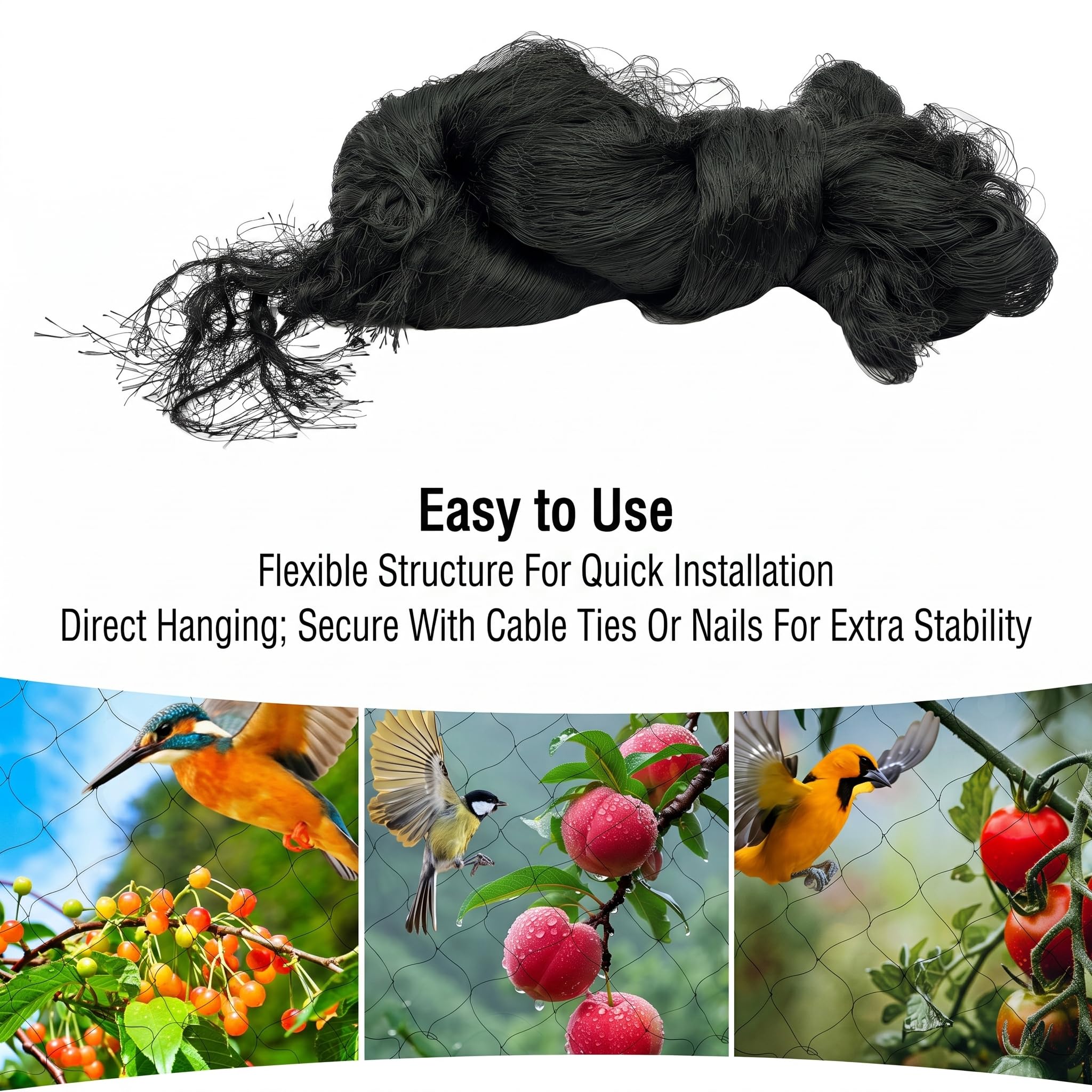 Filet Anti Oiseaux 30x15m 5cm Jardin Protection Arbres Potager