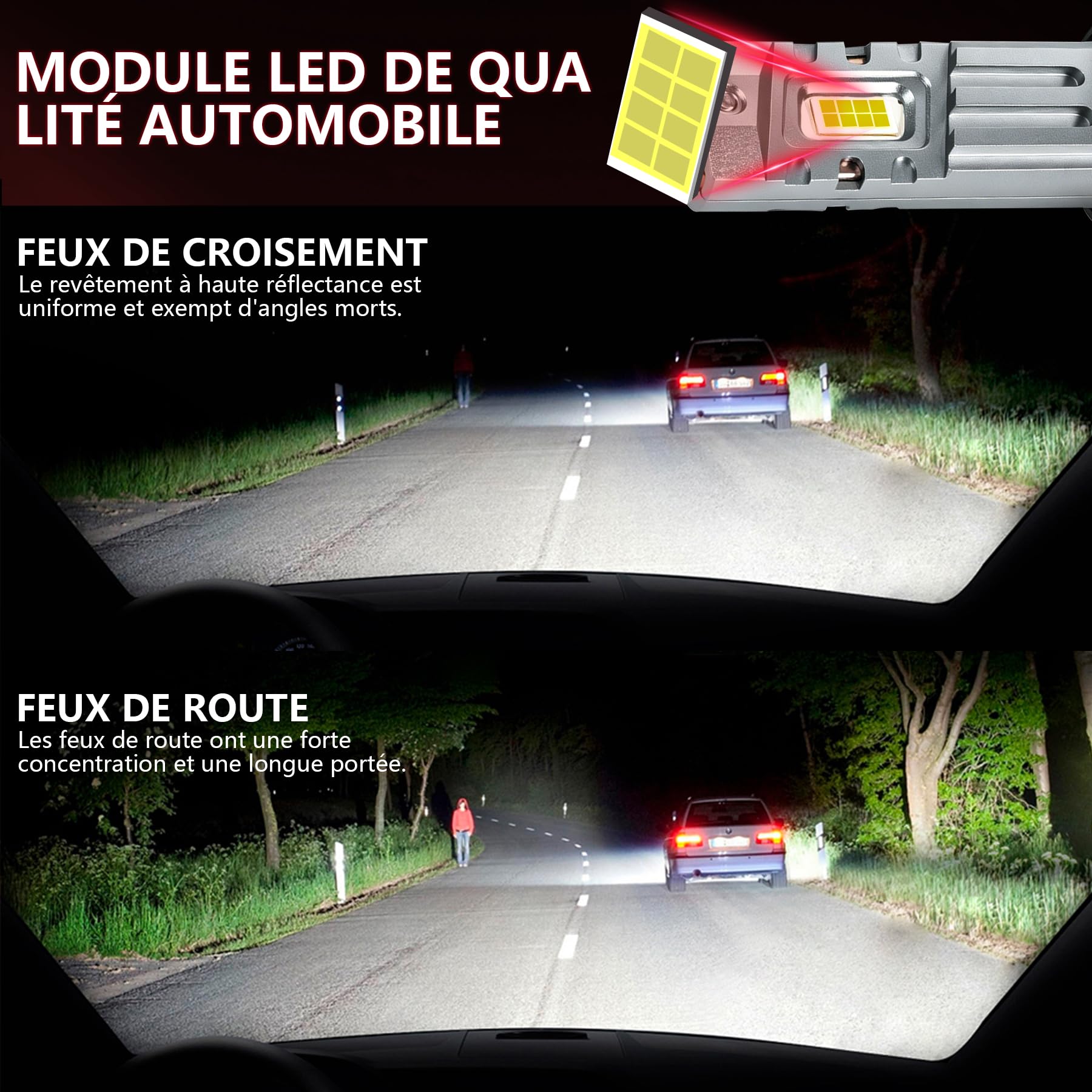 Ampoules 9012, phares antibrouillard 9012 avec ventilateur haute vitesse, 40 W – 40 000 LM, lumière blanche froide 6500 K super lumineuse, puce thermique intelligente intégrée, lot de 2