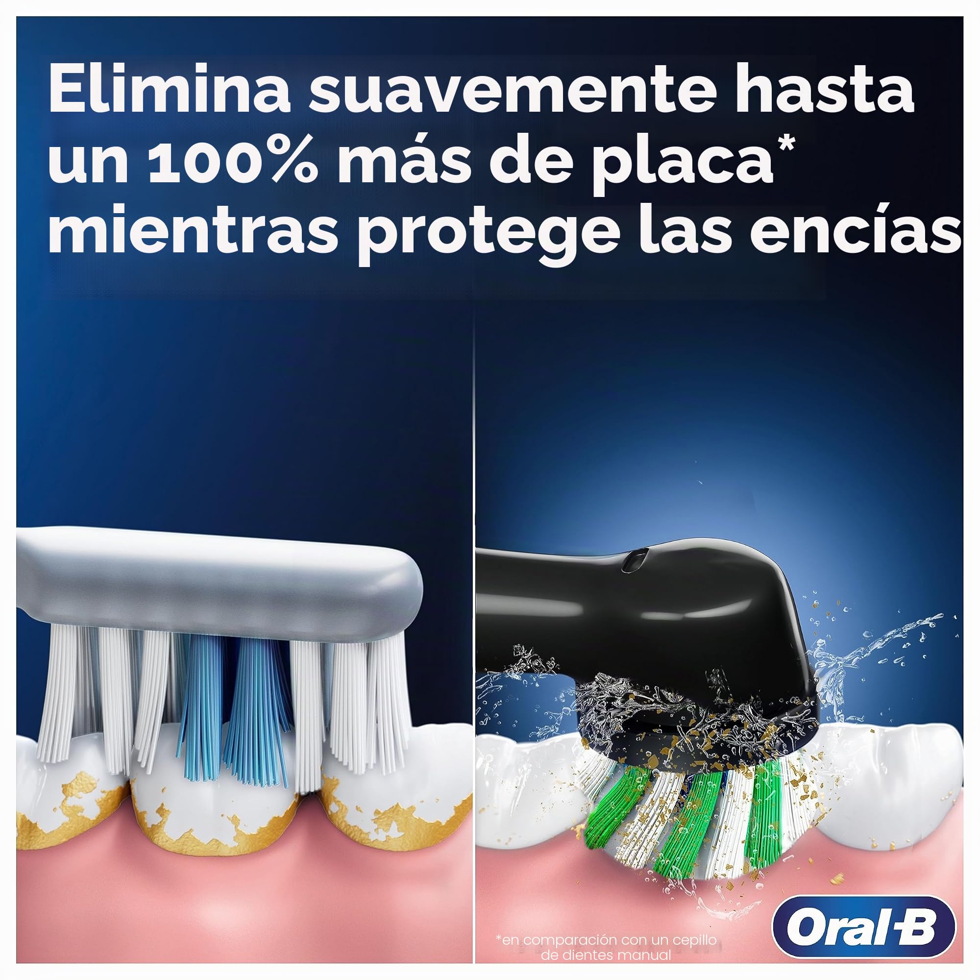 Oral-B Cepillo de dientes eléctrico Pro 1 para adultos, Oral B Cepillos de dientes eléctricos para adultos, con limpieza 3D, 1 cabezal de cepillo de dientes, control de presión de encías, enchufe