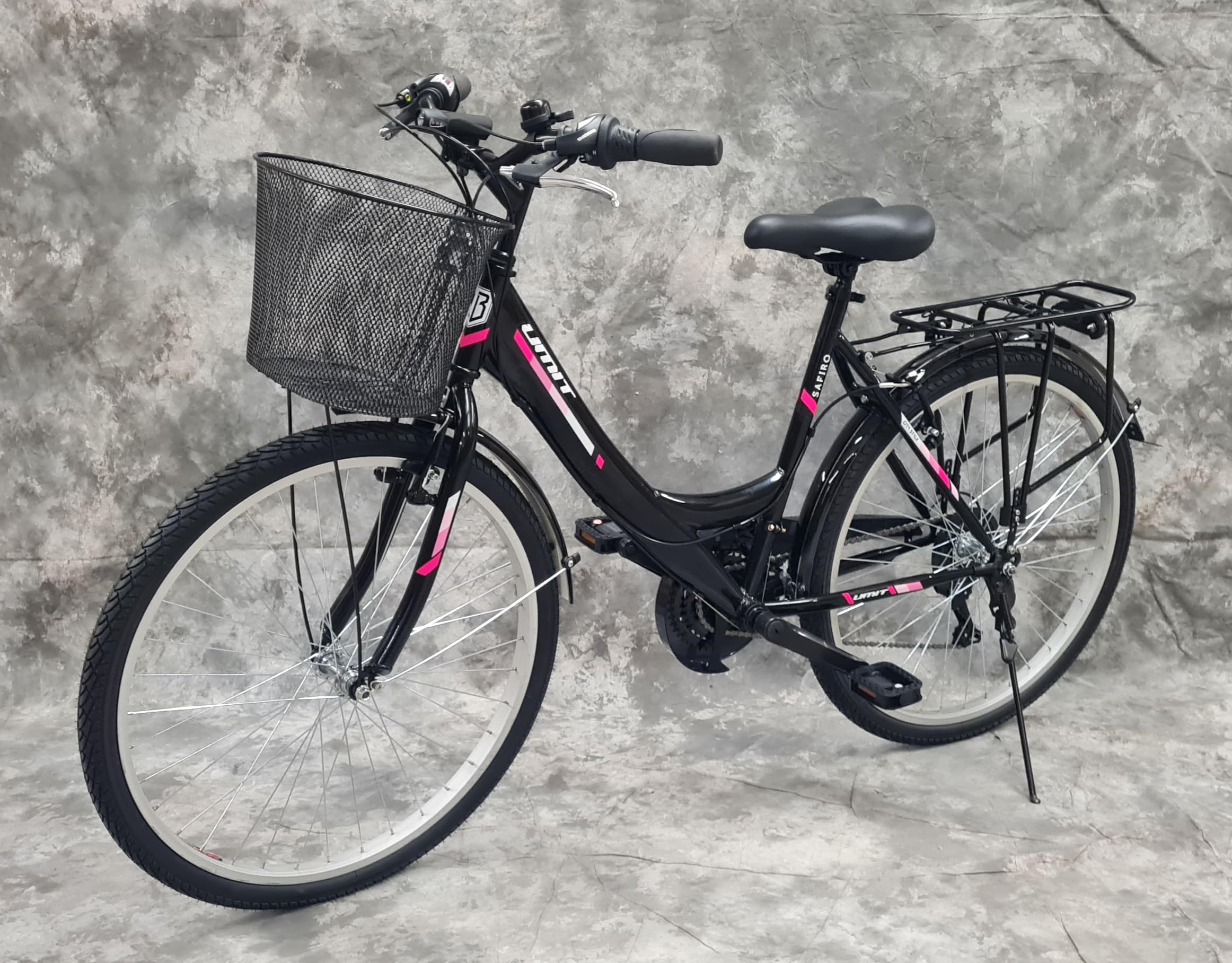Generisch 26 Zoll Damencityrad SAFIRO 21-Gang Kettenschaltung, Gepäckträger, Korb NEU 2608-Schwarz Bitte BEACHTEN AB 155 cm KÖPERGRÖSSE GEEIGNET !!!!!!!