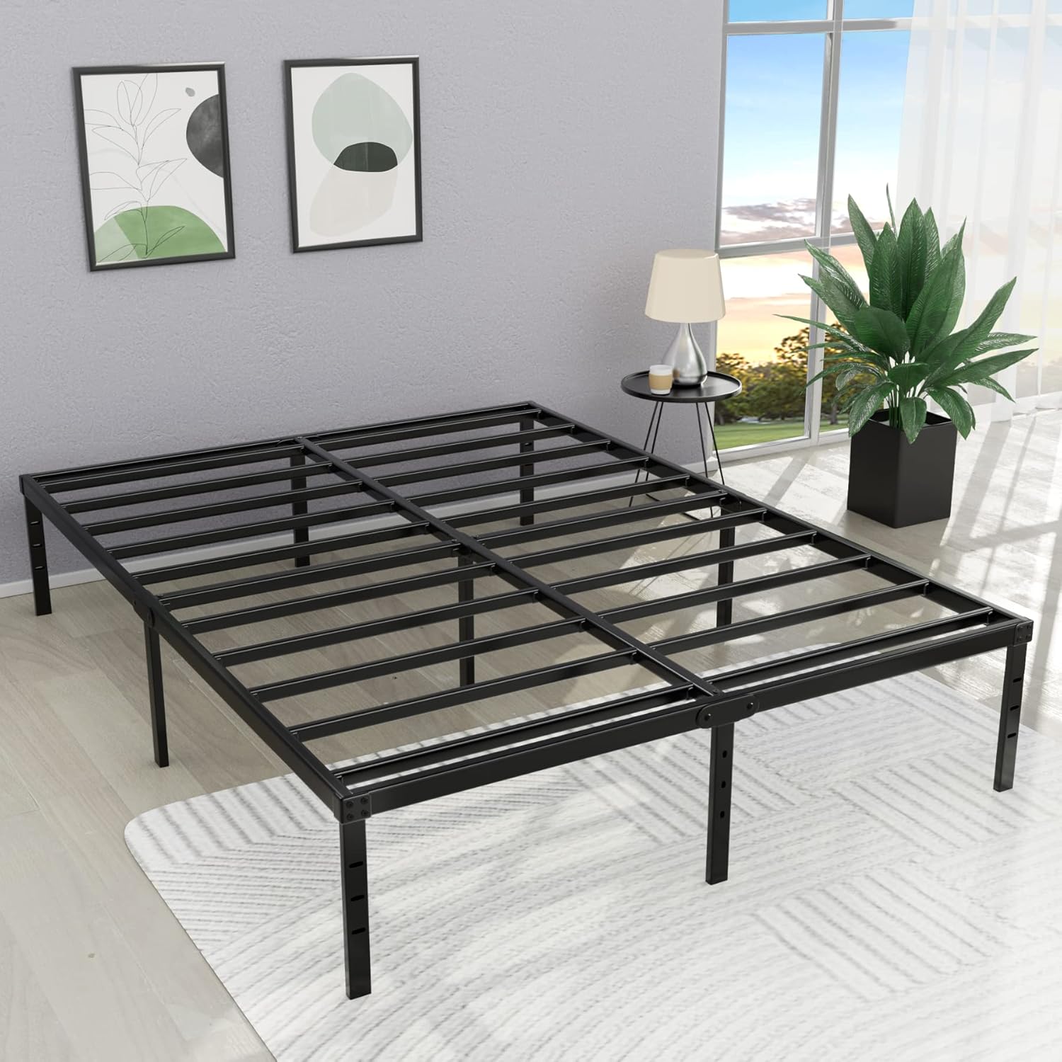 HOMUS Full Size Bed FrameSteel Slat Non Slip Platform/14
