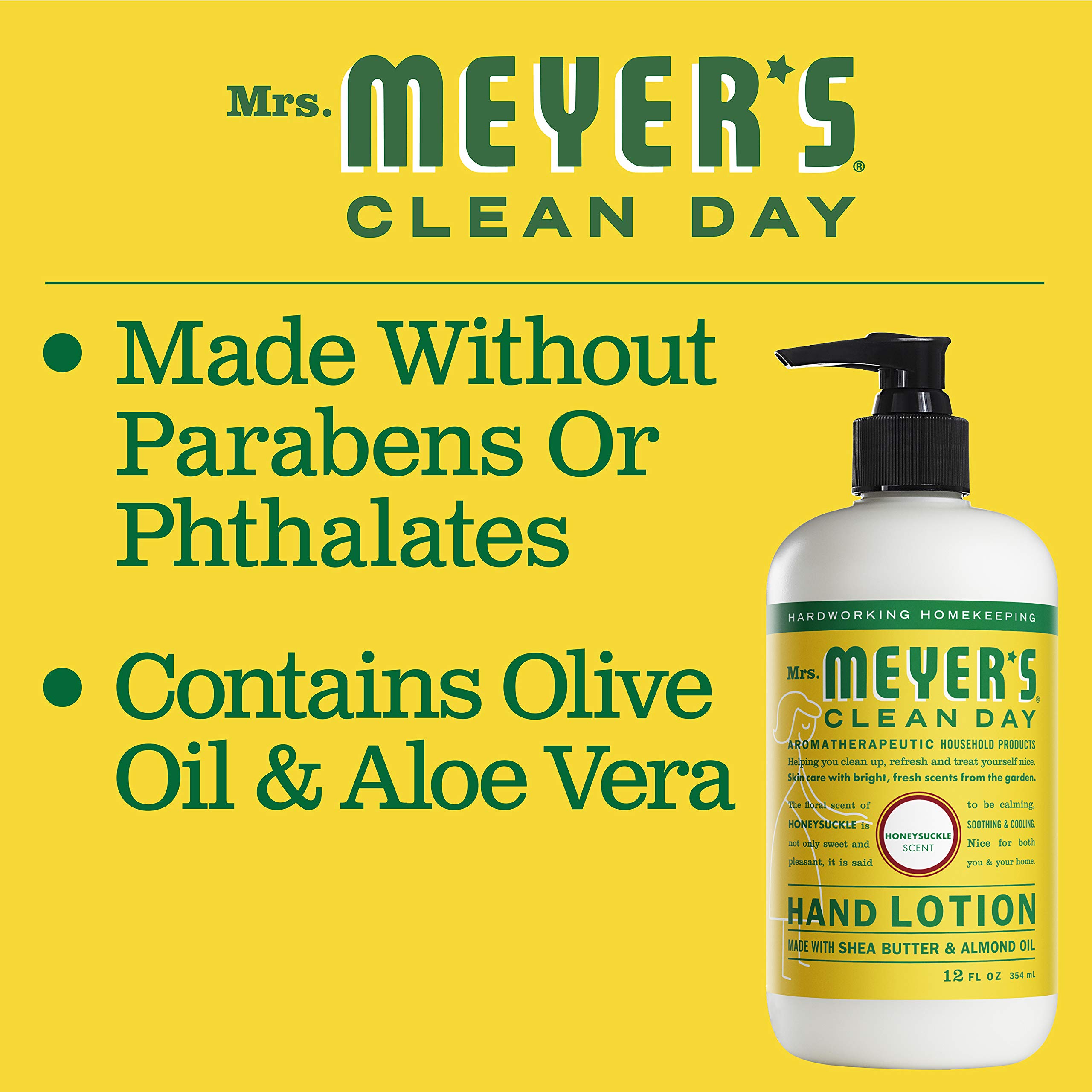 CLEAN DAY Loción de manos para manos secas, humectante no graso hecha con aceites esenciales, madreselva, 12 onzas 3