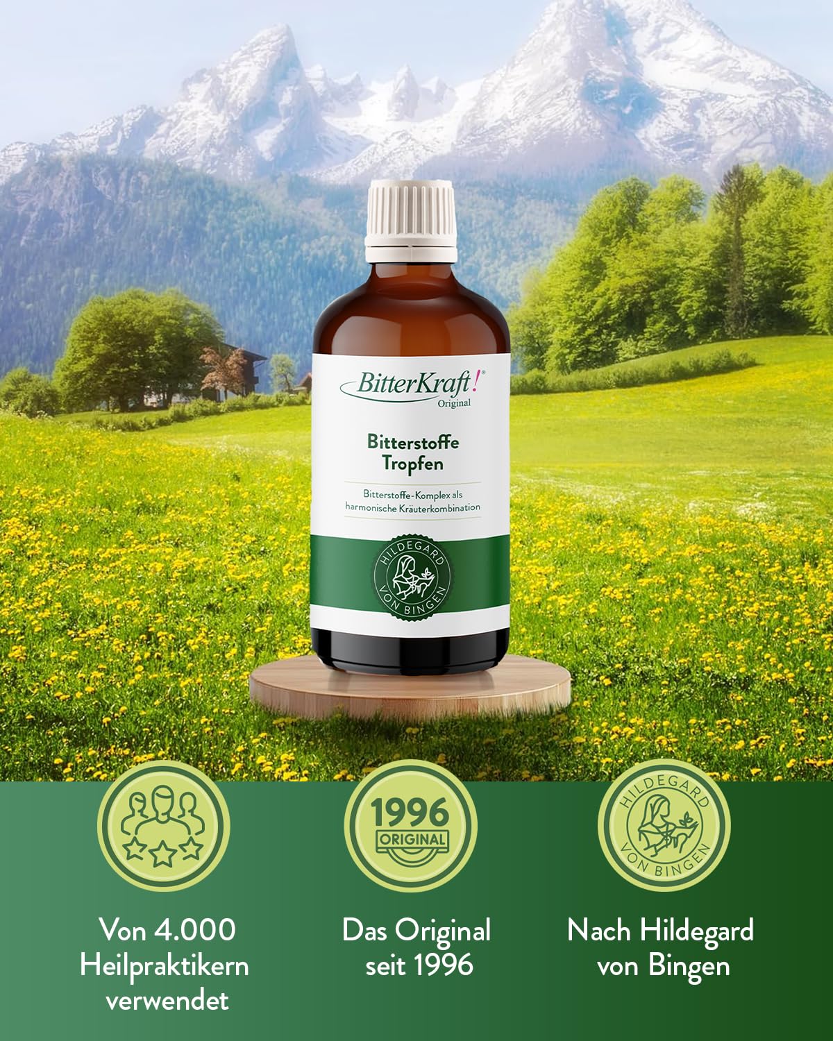BitterKraft! Original BIO Bitterstoffe Tropfen 100 ml – nach Hildegard von Bingen – 9 erlesene Bitterkräuter - Verdauungsfördernd – hochdosierte Bittetropfen - 100% Natur – Vegan – Made in Germany