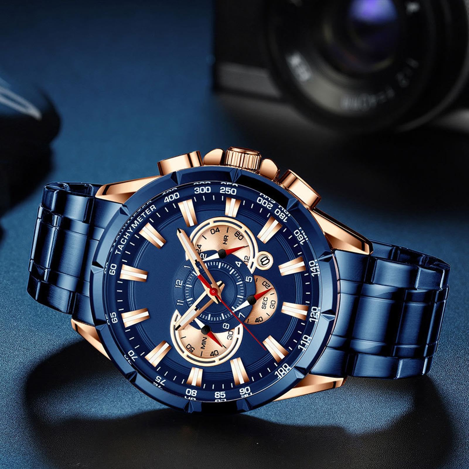 Zegarek biznesowy, męski zegarek z chronografem, klasyczny zegarek na rękę z wyrafinowanym, eleganckim stylem i wodoodpornym materiałem dla nauczycieli, pracowników lub biznesmenów, 1 sztuka