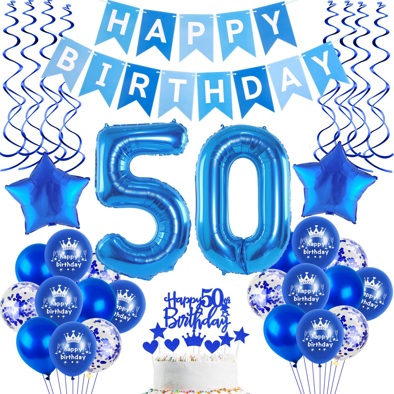 Luftballons 50 Geburtstag Deko Mann Blau, deko 50. geburtstag Mann,Folien ballons 50 geburtstag banner Happy Birthday 50 geburtstag deko Mann blau Geburtstagdeko 50 Jahre Männer Dekoration