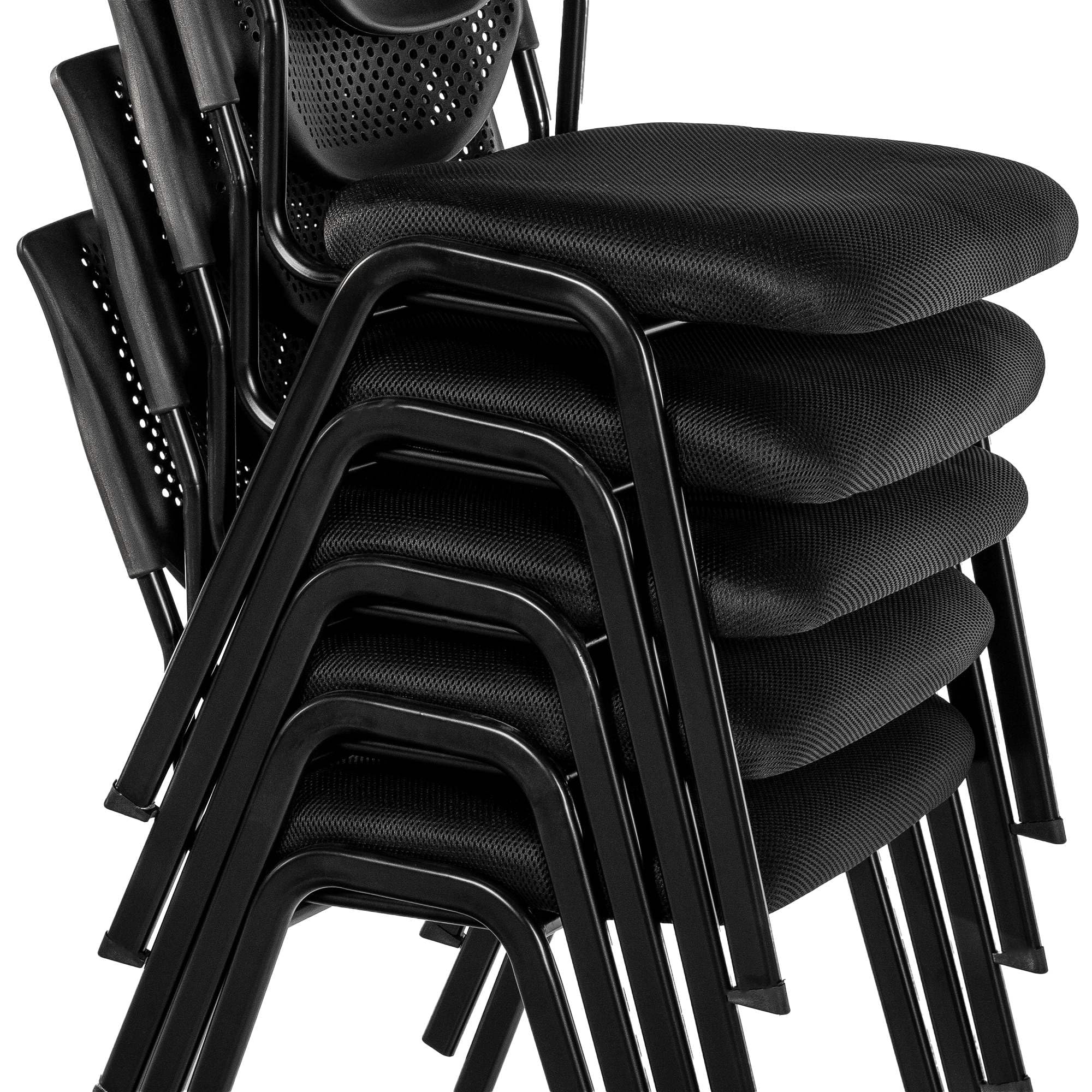 CLP Silla apilable Kaber I Silla tapizada con Funda de Tela y Respaldo I Silla de Conferencia apilable I Silla con Robusta Estructura metálica, Color:Negro/Negro