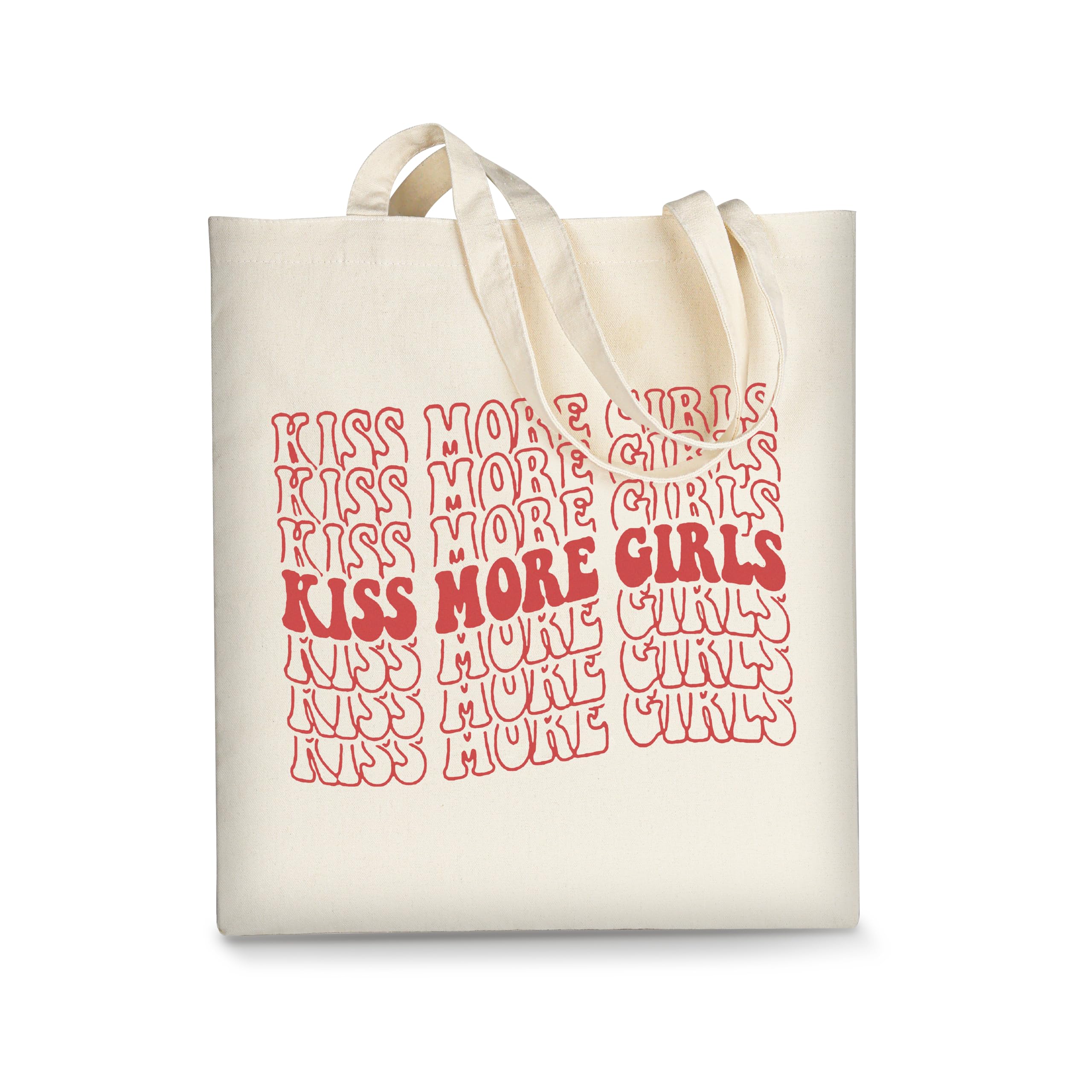 AUSVKAI Canvas Tote Bag Aesthetic for Women, Cute Kissmoreclrls Reusable Cloth Cotton Bags for College Shopping Beach Grocery Trendy Gifts