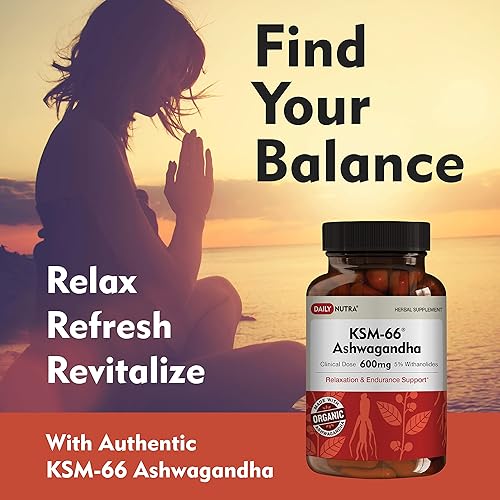 Miniatura 2 de KSM-66 Ashwagandha de DailyNutra - Extracto de raíz orgánica de 600 mg - Suplemento de alta potencia con 5 de Withanolides  Alivio del estrés