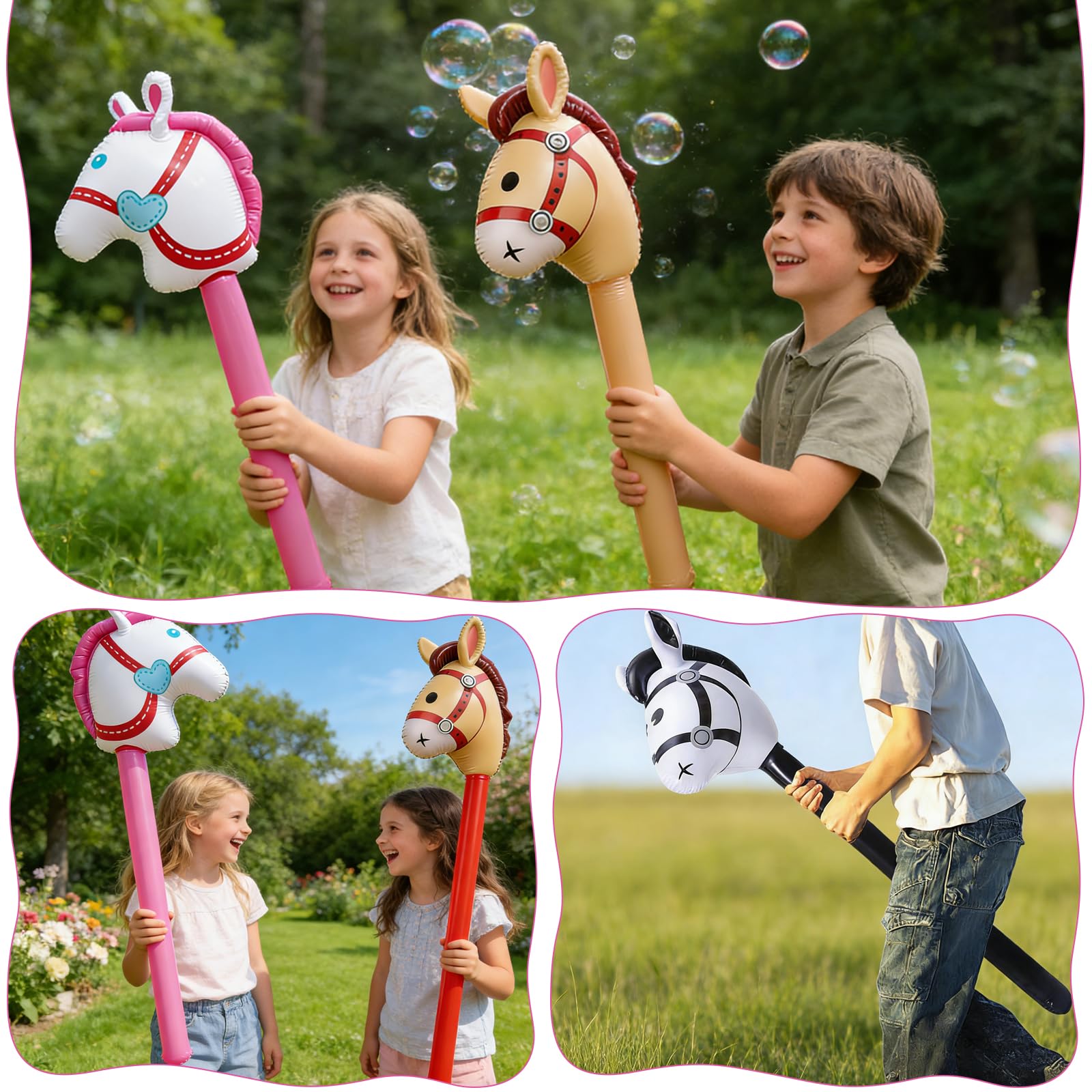 TENGWA Caballos Inflables 3 Piezas 96cm Caballos de Palo Inflable Globos para Niños Juguetes Inflables para Juguetes Infantiles Fiestas Temáticas Decoraciones Navideñas — view 5