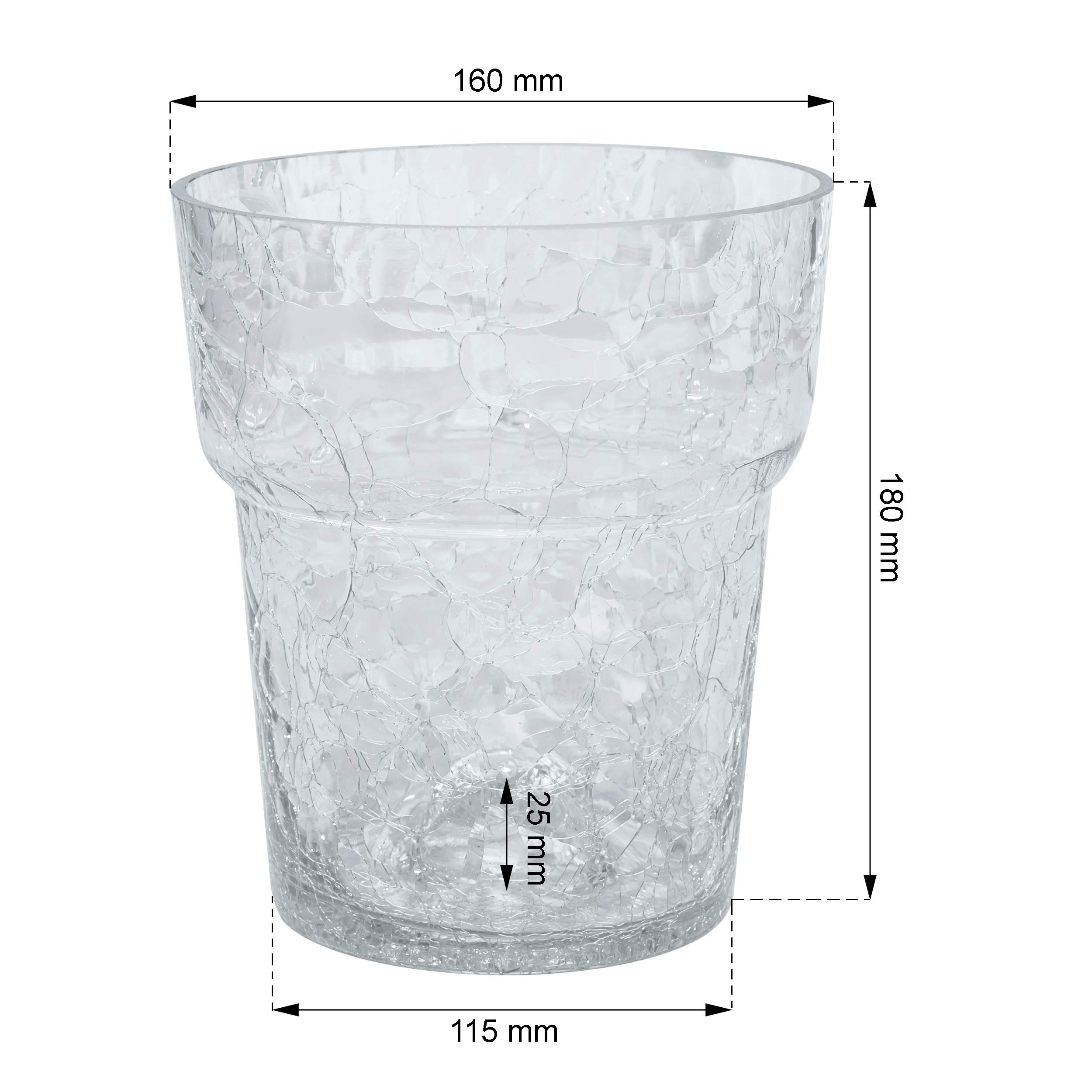 Vaso Per Orchidee In Vetro Rosso Botle - Diametro 13 Cm, Altezza 16,5 Cm - Effetto Filato E Fondo Rialzato