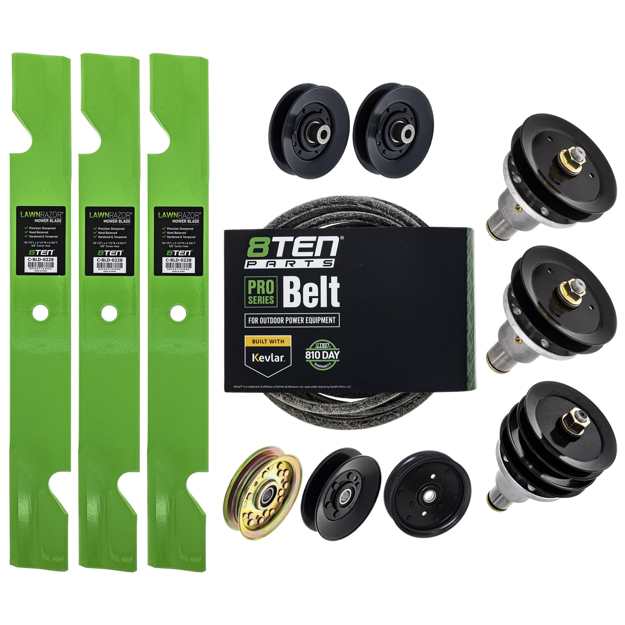 Amazon.com : 8TEN Blade Spindle Belt Idler Rebuild Deck Kit for