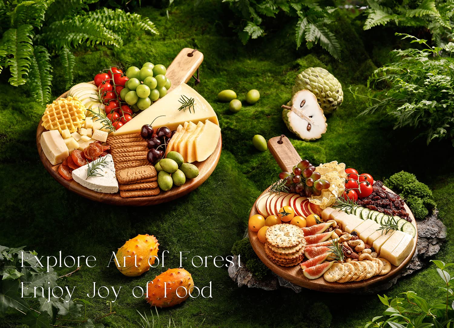 木製円形サービングボード 持ち手付き Amazon | サービングボード 木製 円形、手付き プレートまな板